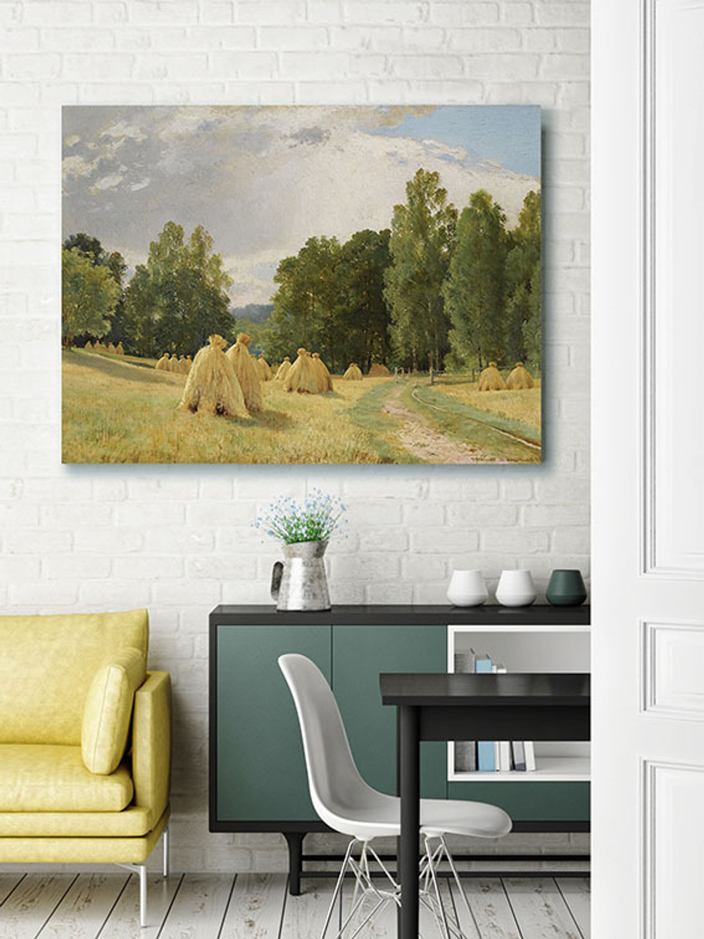 1000x1333  Картина \"Стога. Преображенское\", Шишкин, печать на холсте – купить за 930 ₽  | \"Настене\" – магазин картин для интерьера