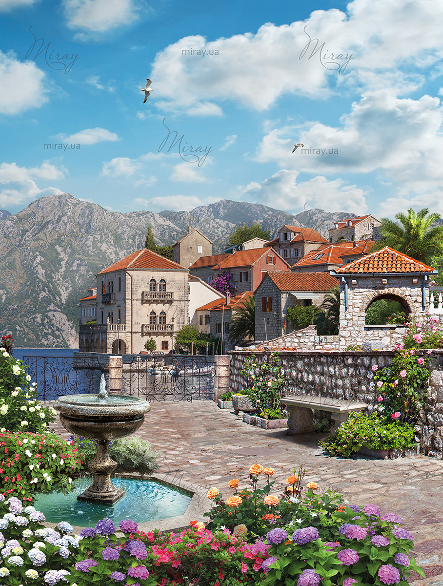 908x1200  Аллея с видом на европейский город фотообои купить на заказ, цены в Украине  - Miray