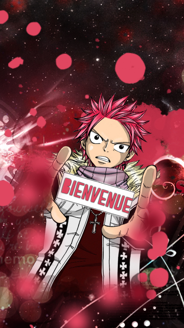 750x1334  Обои Нацу Драгнил, фейри Тейл, аниме, розовый, арт для iPhone 6, 6S, 7, 8  бесплатно, заставка 750x1334 - скачать картинки и фото