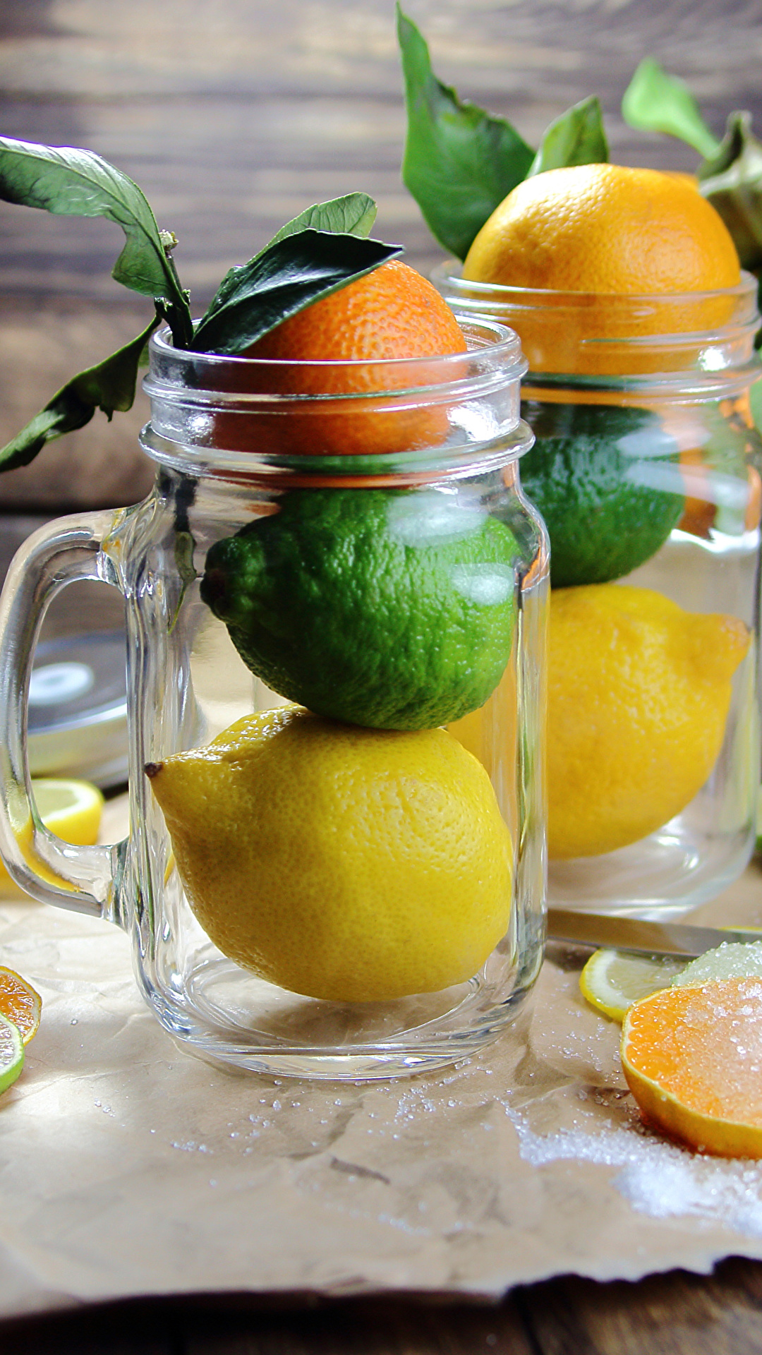 1080x1920  Картинки Лайм Апельсин Мандарины банке Лимоны кружке 1080x1920