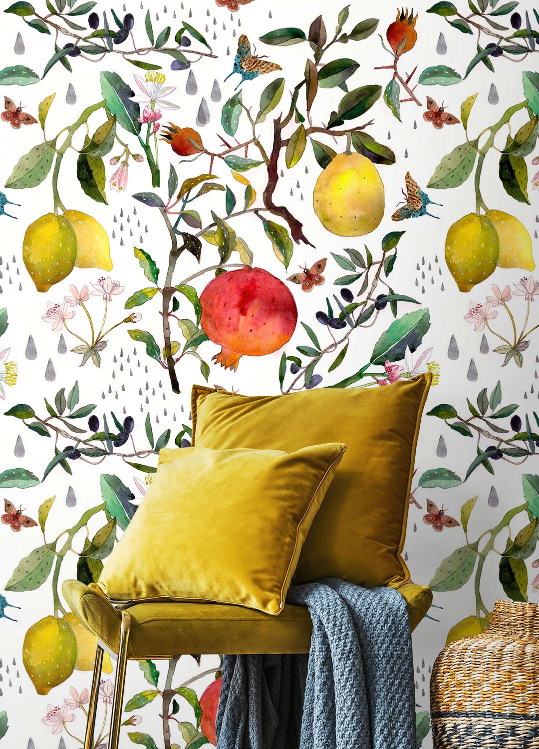 1080x1499  Купить обои гранаты-лимоны в интернет-магазине Fun House Store