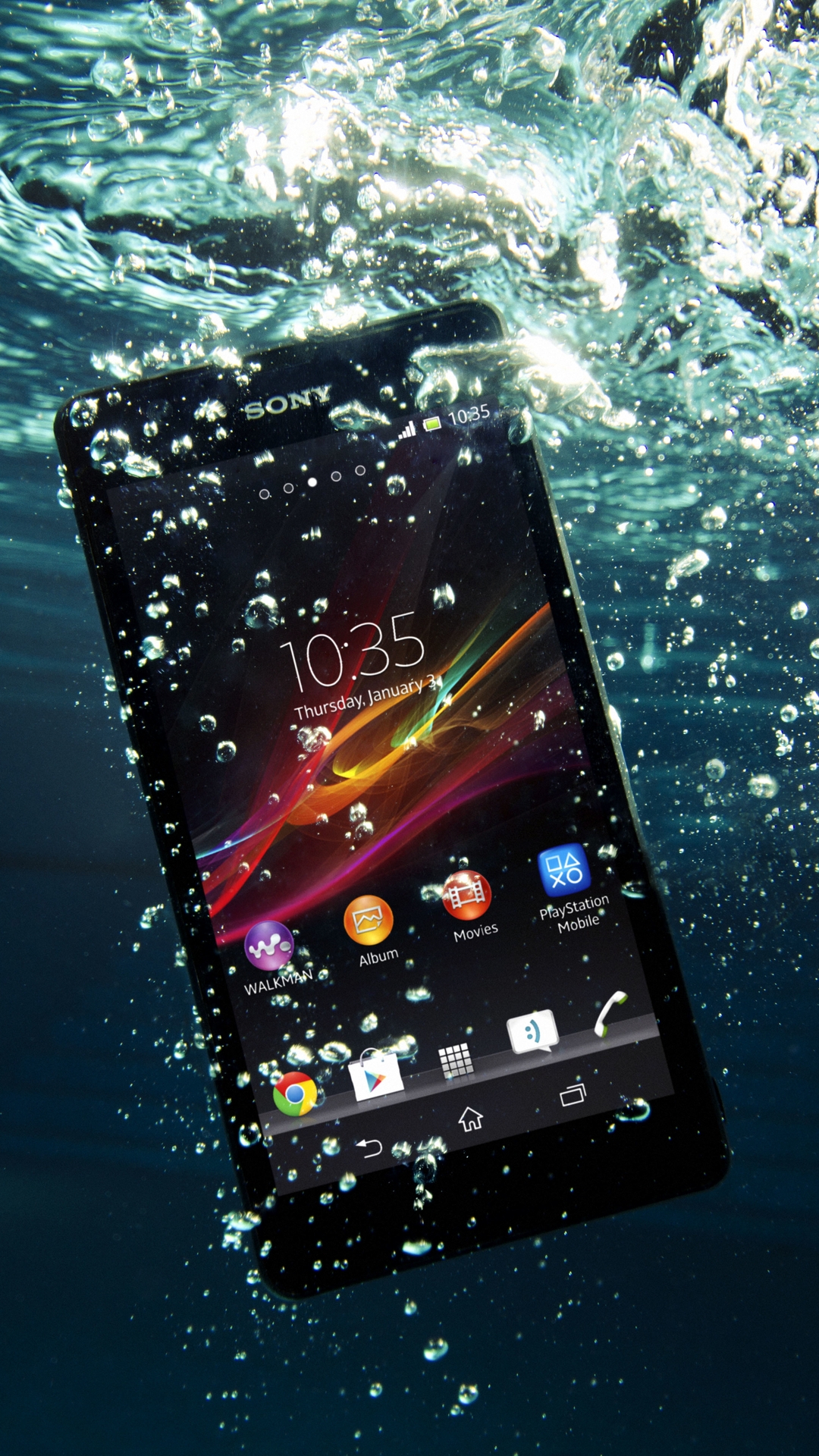 1080x1920  Скачать обои и картинки телефон, смартфон, sony, android, время, вода,  пузырьки для рабочего стола в разрешении 1080x1920