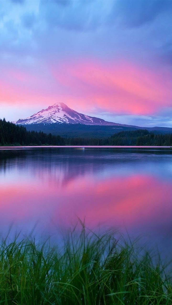 720x1280  Горы, озеро, закат, отражения, 720x1280 обои | Пейзаж, Природа обои, Красивая природа