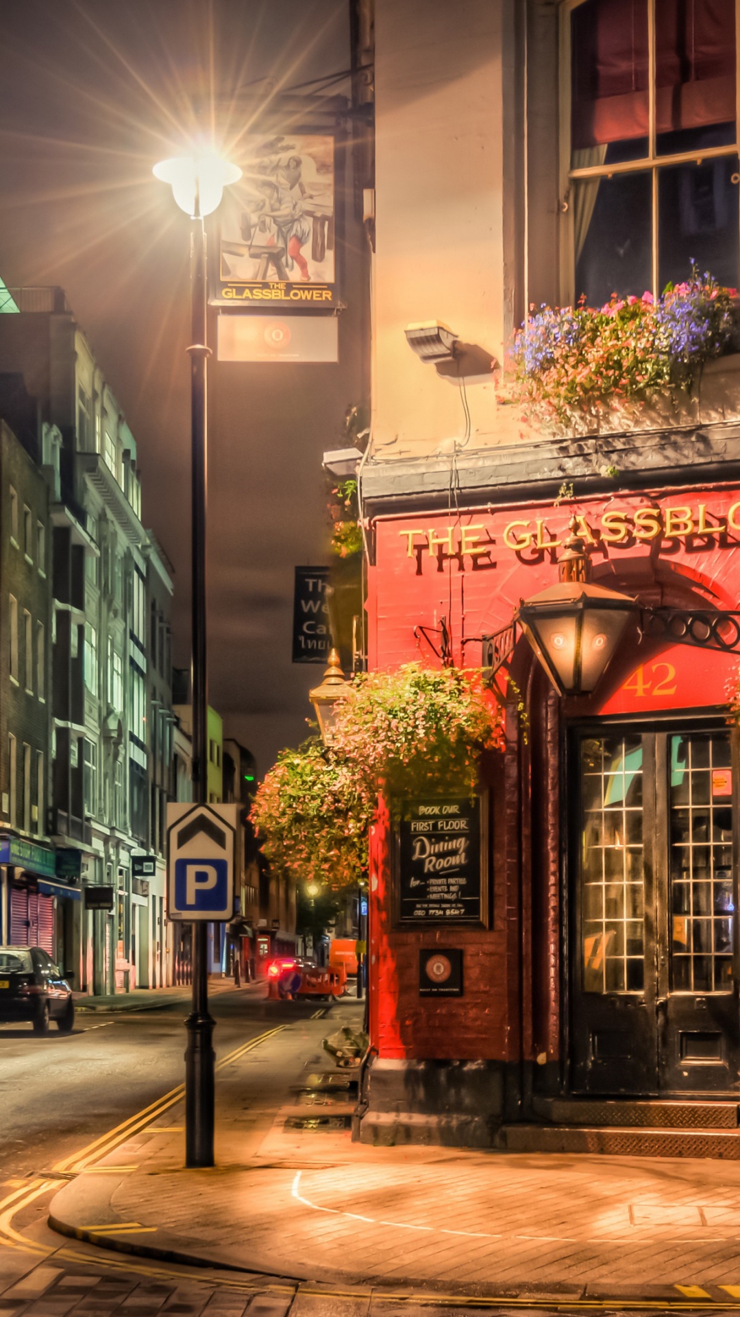 1080x1920  Обои Лондон, ночь, городской район, улица, городок на телефон Android,  1080x1920 картинки и фото бесплатно