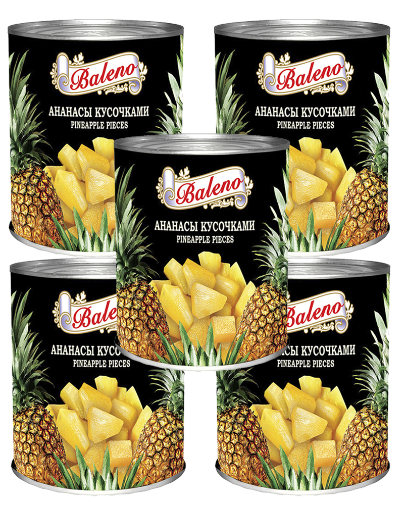 800x1000  Купить ананасы Baleno кусочками в сиропе, 580 мл. - 5 шт, цены на  Мегамаркет | Артикул: 600008626300