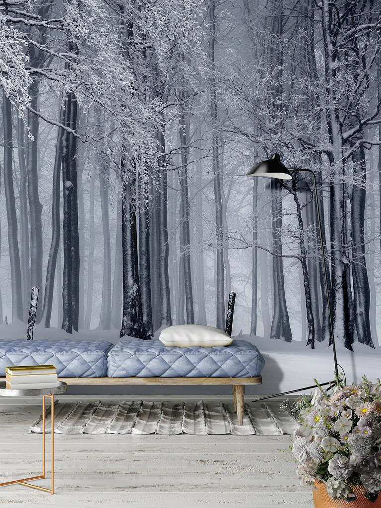 768x1024  Флизелиновые фото обои Природа Деревья Снег 184x254 см Зима в лесу  (12923V4A)+клей купить по цене 1200,00 грн