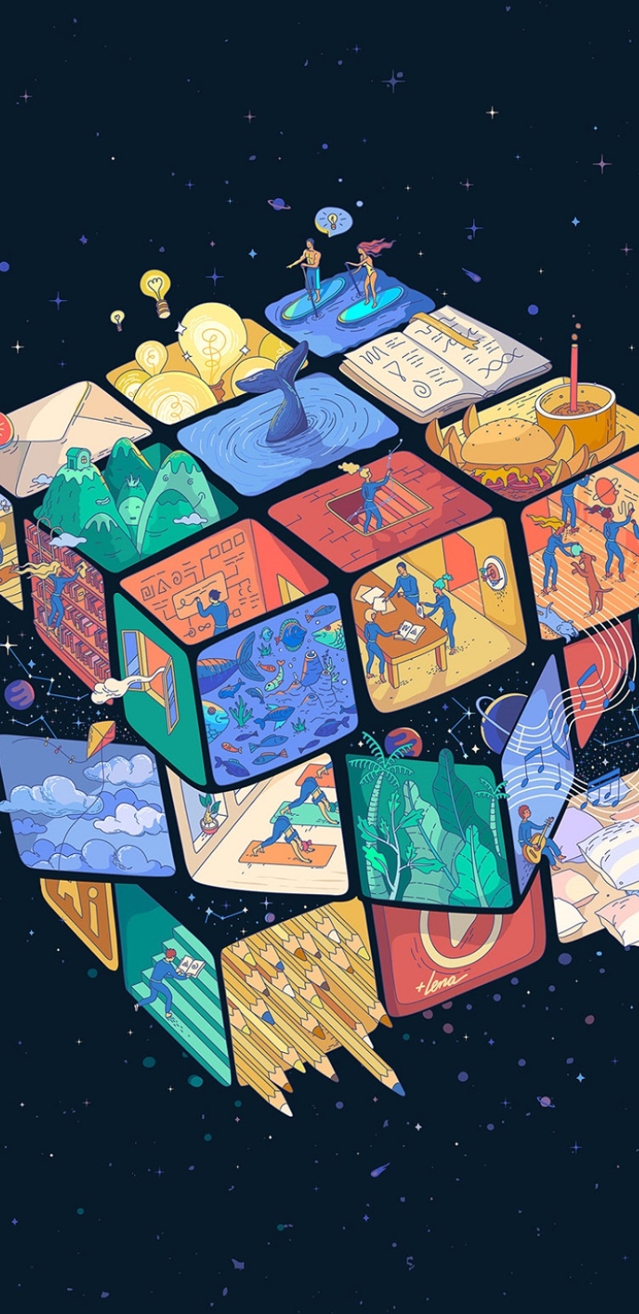 720x1480  Скачать обои \"Кубик Рубик\" на телефон в высоком качестве, вертикальные  картинки \"Кубик Рубик\" бесплатно