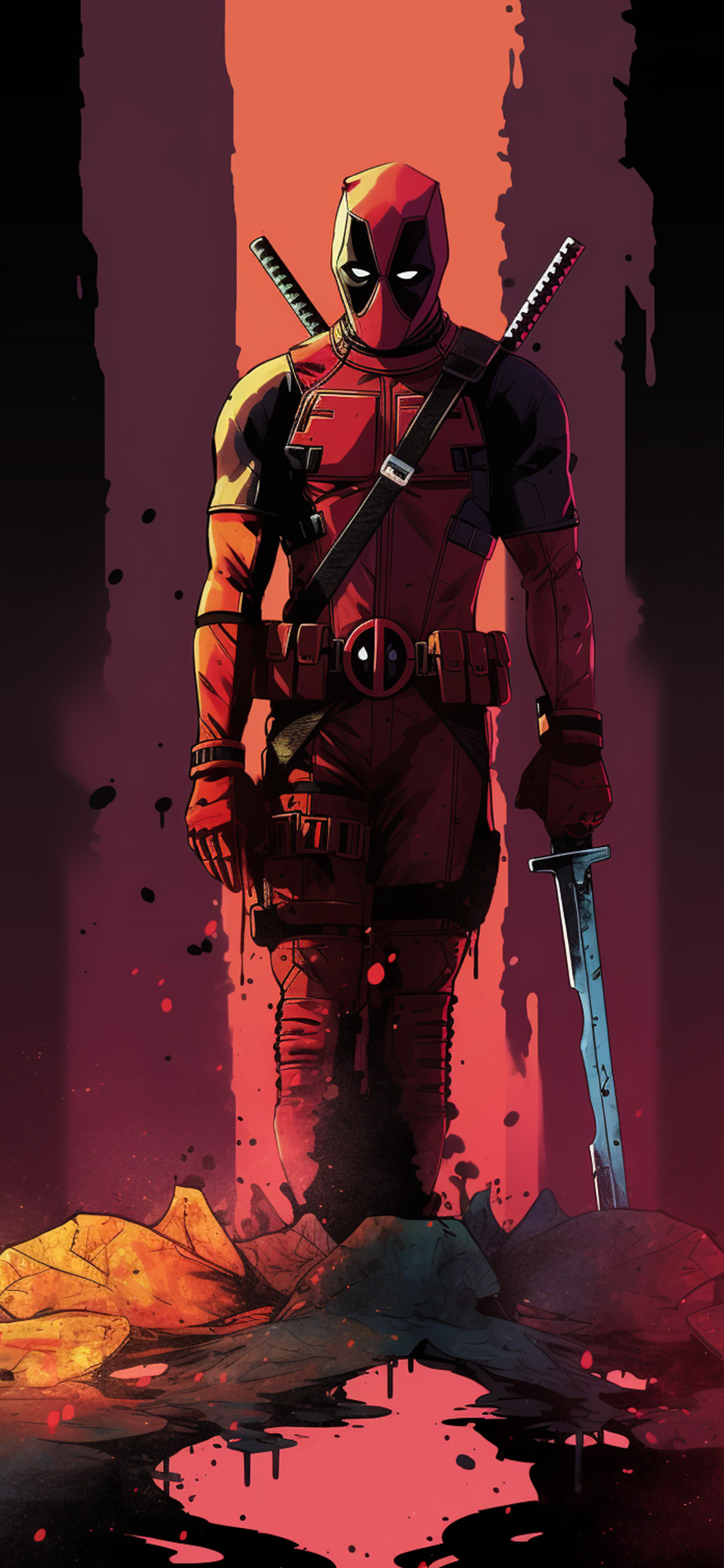 1183x2560  Marvel Deadpool Red Wallpapers - Обои Дэдпул на iPhone
