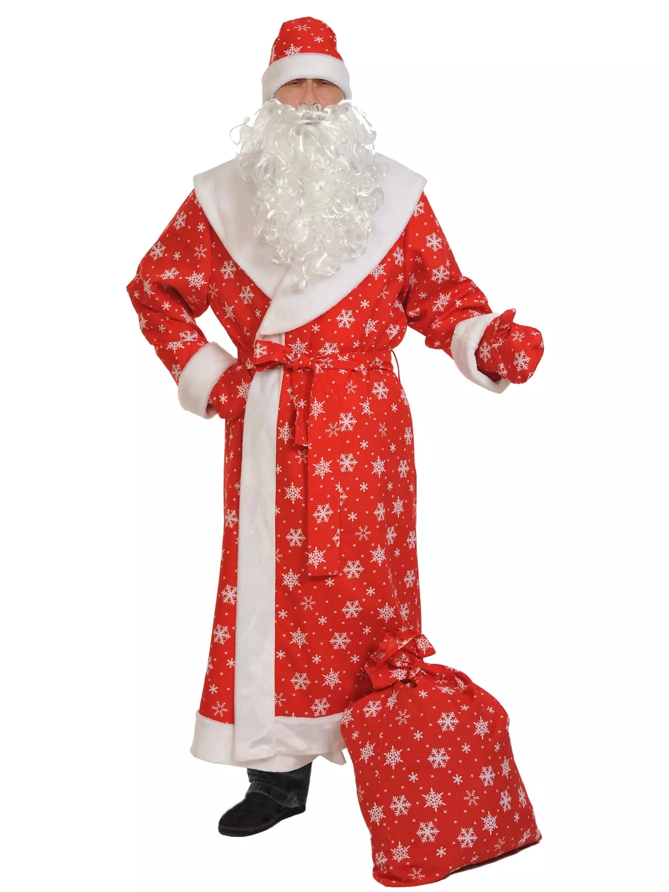 1338x1784  Карнавальный костюм \"Дед мороз\" ткань-плюш красный (халат, шапка, варежки,  мешок, борода, пояс), ВЗР — купить по выгодной цене в интернет-магазине  Колорлон