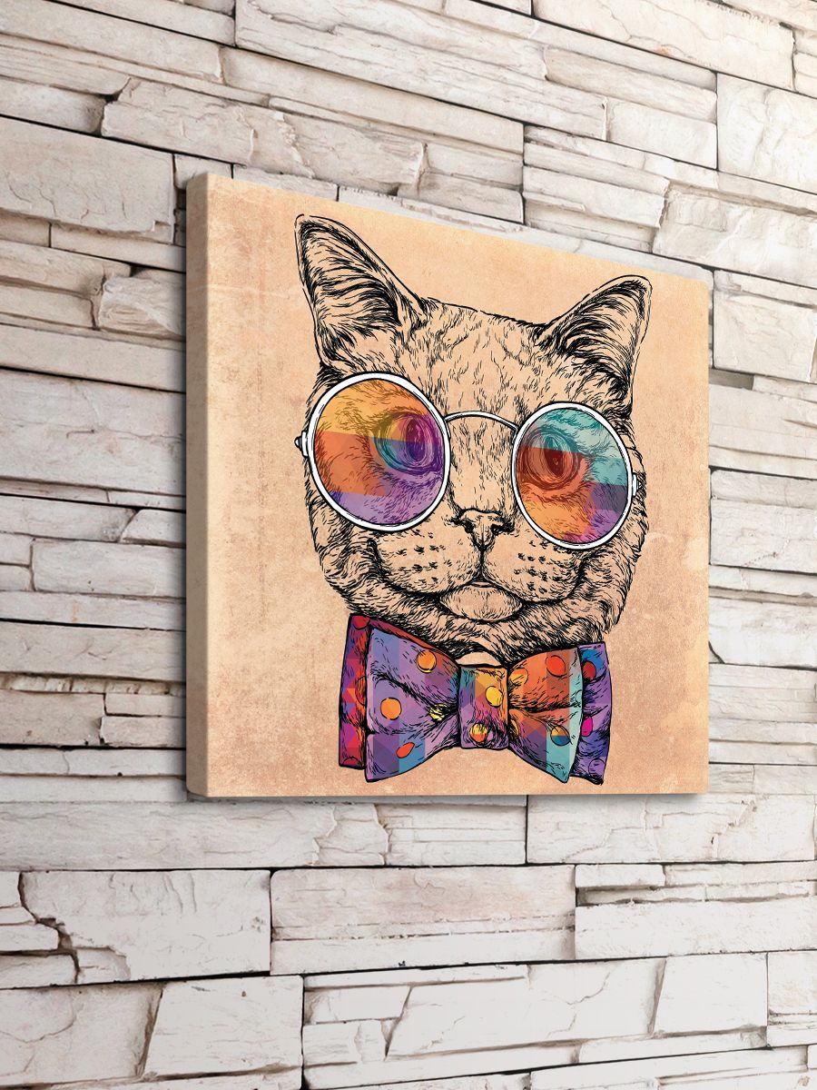 900x1200  Картина на холсте \"Кот в очках\" - купить недорого в интернет-магазине  Postermarket в Москве