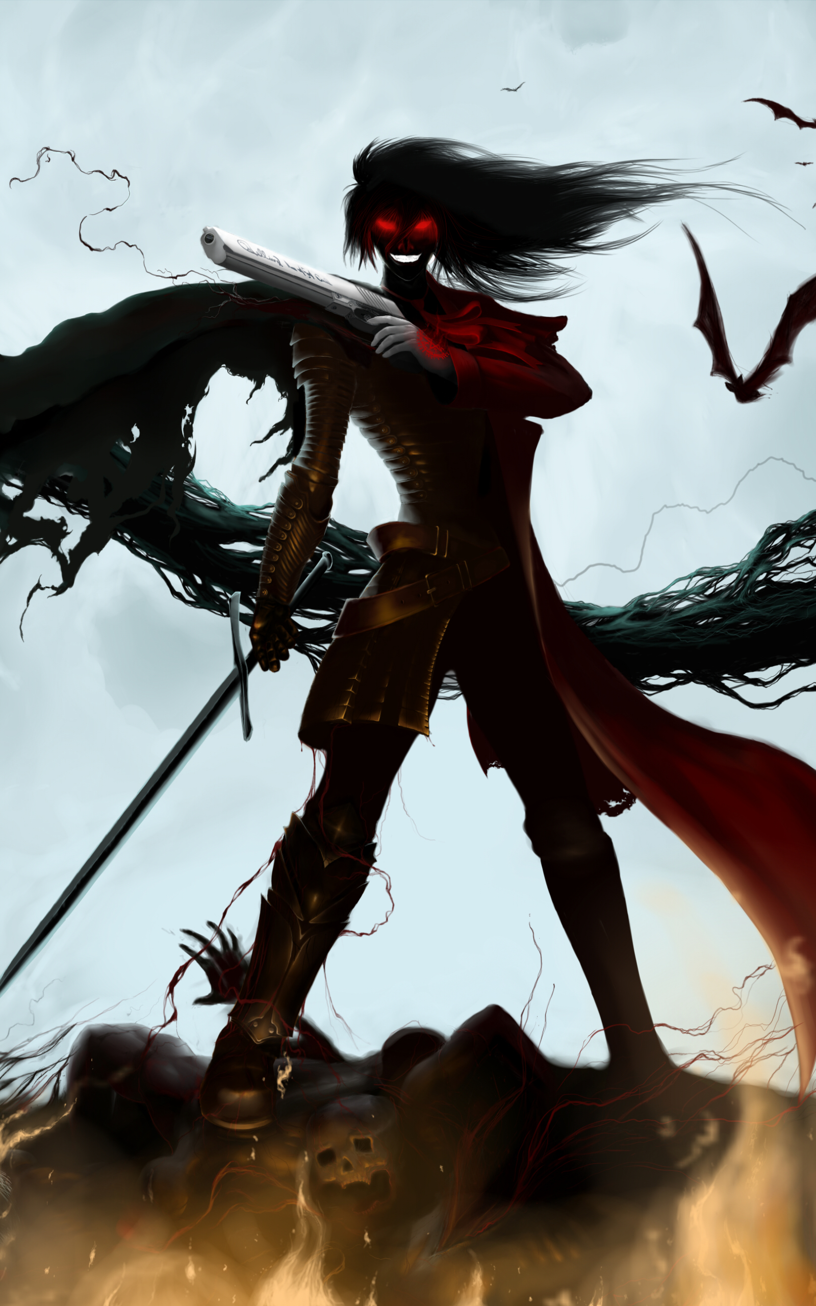 1600x2560  Скачать обои \"Алукард (Хеллсинг)\" на телефон в высоком качестве,  вертикальные картинки \"Алукард (Хеллсинг)\" бесплатно