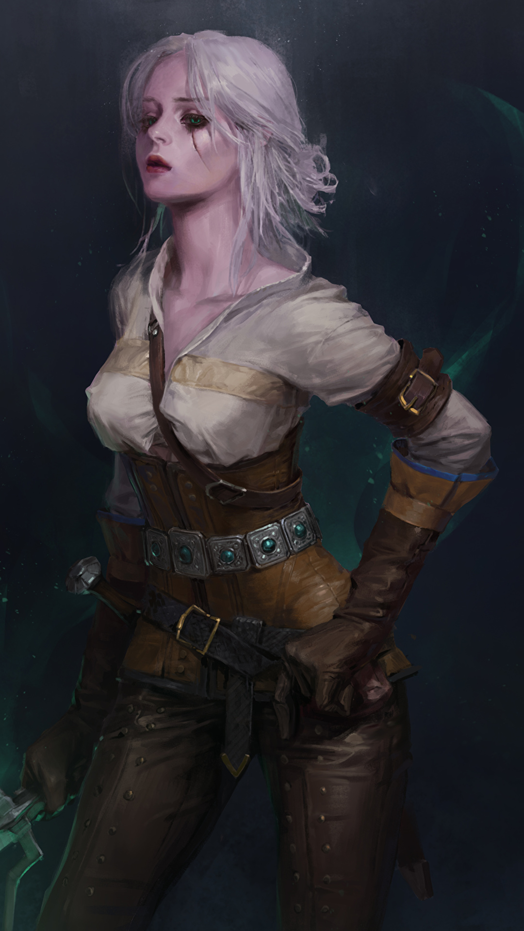 1080x1920  Картинка Фантастика Ведьмак 3: Дикая Охота Цири воин Игры 1080x1920