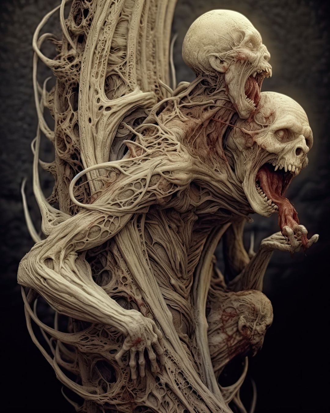 1080x1350  Картинка Монстры Когти Крик Фантастика Голова 1920x3497