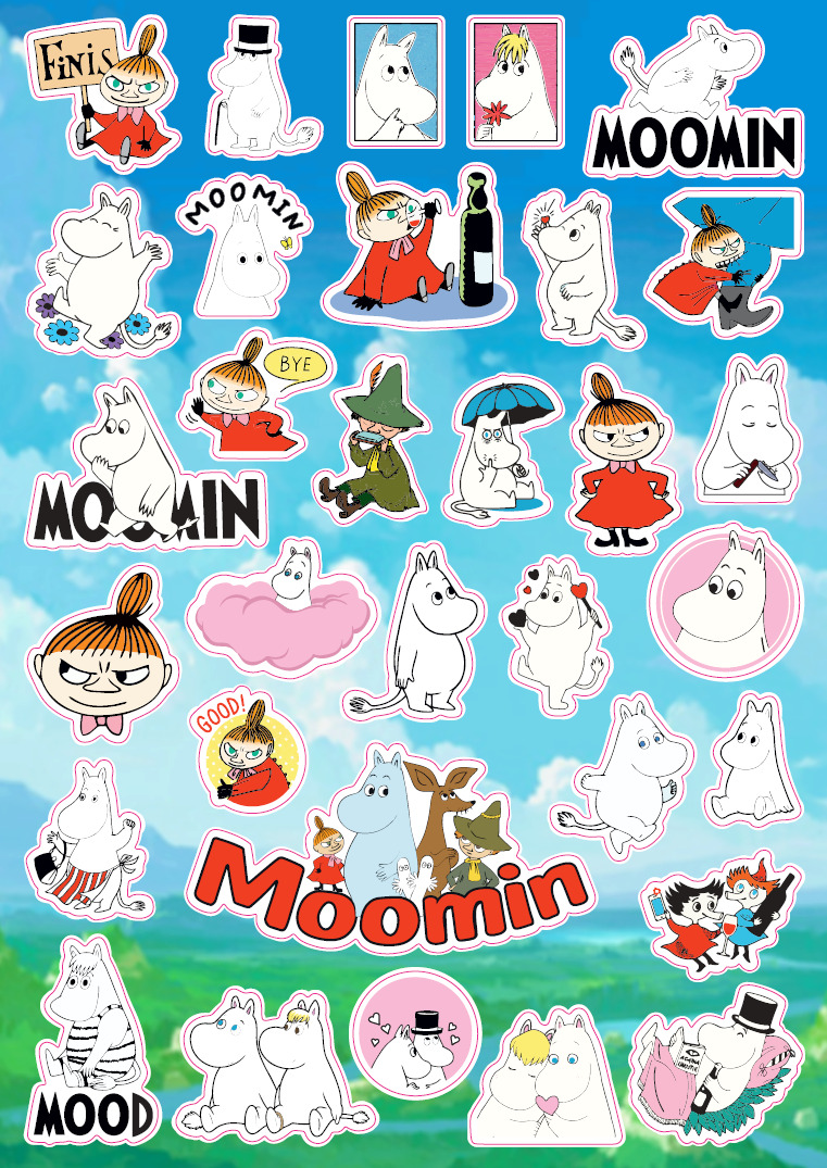 761x1075  Виниловые наклейки стикеры для творчества на телефон, скейт, ноутбук,  блокнот по мультсериалу Муми-тролли Moomins на листе формата А4 - купить с  доставкой по выгодным ценам в интернет-магазине OZON (572923335)