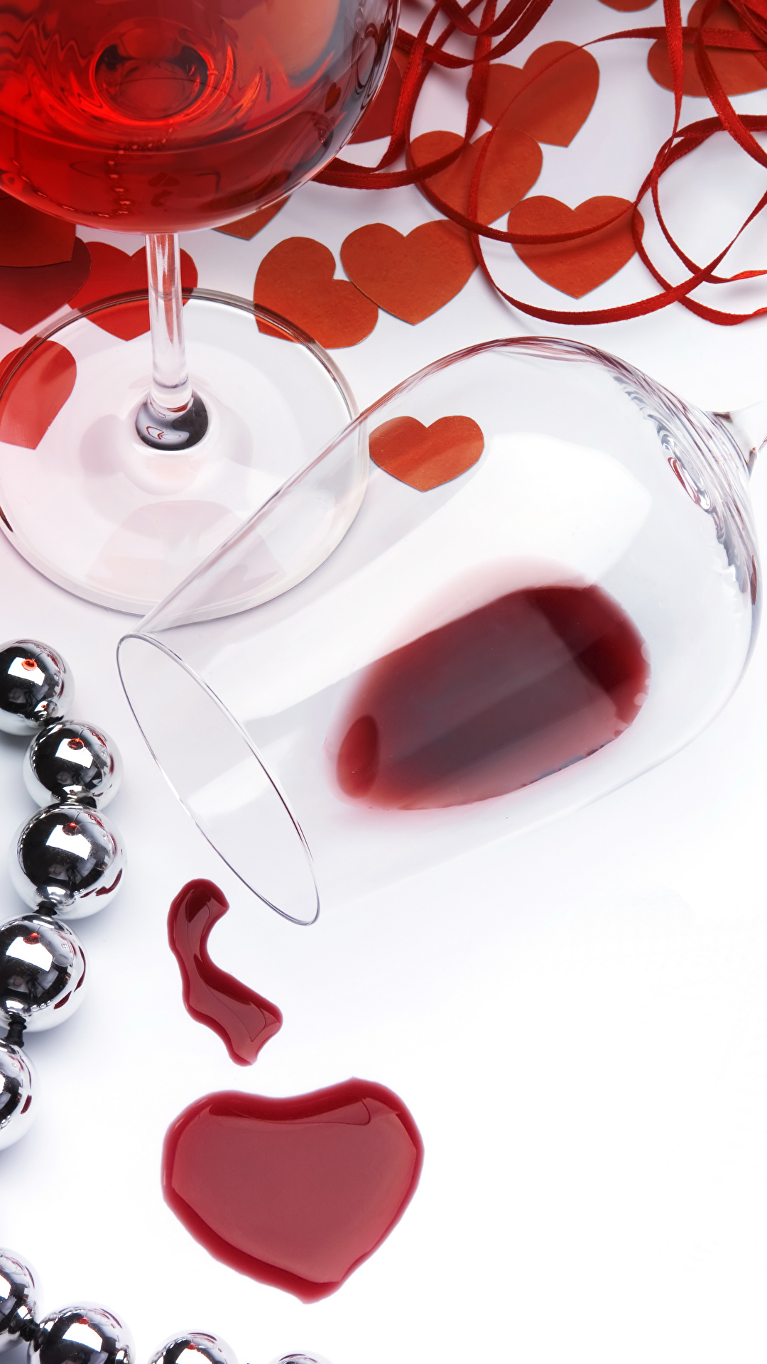 1080x1920  Обои для рабочего стола День всех влюблённых Сердце Вино 1080x1920