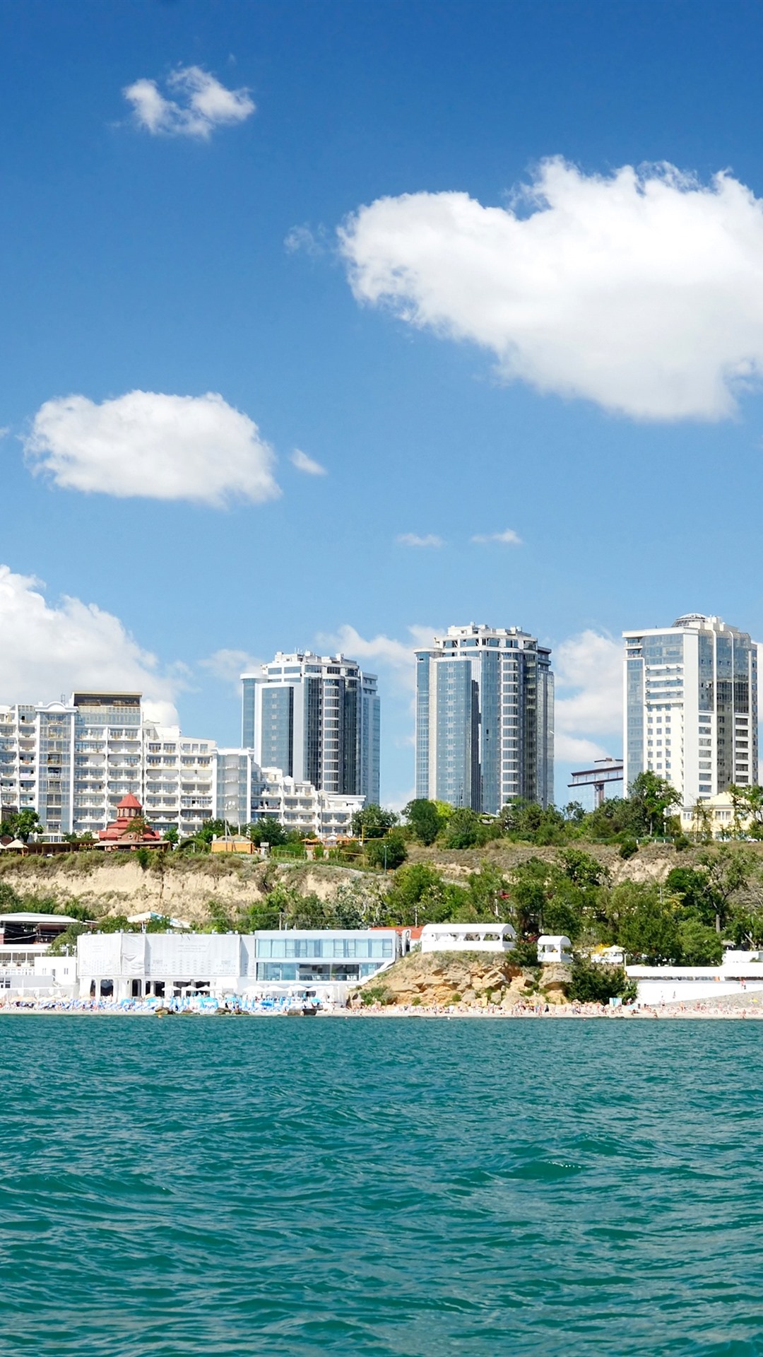 1080x1920  Обои Украина, Одесса, здания, море, небо, облака, город 1080x1920 iPhone  8/7/6/6S Plus Изображение