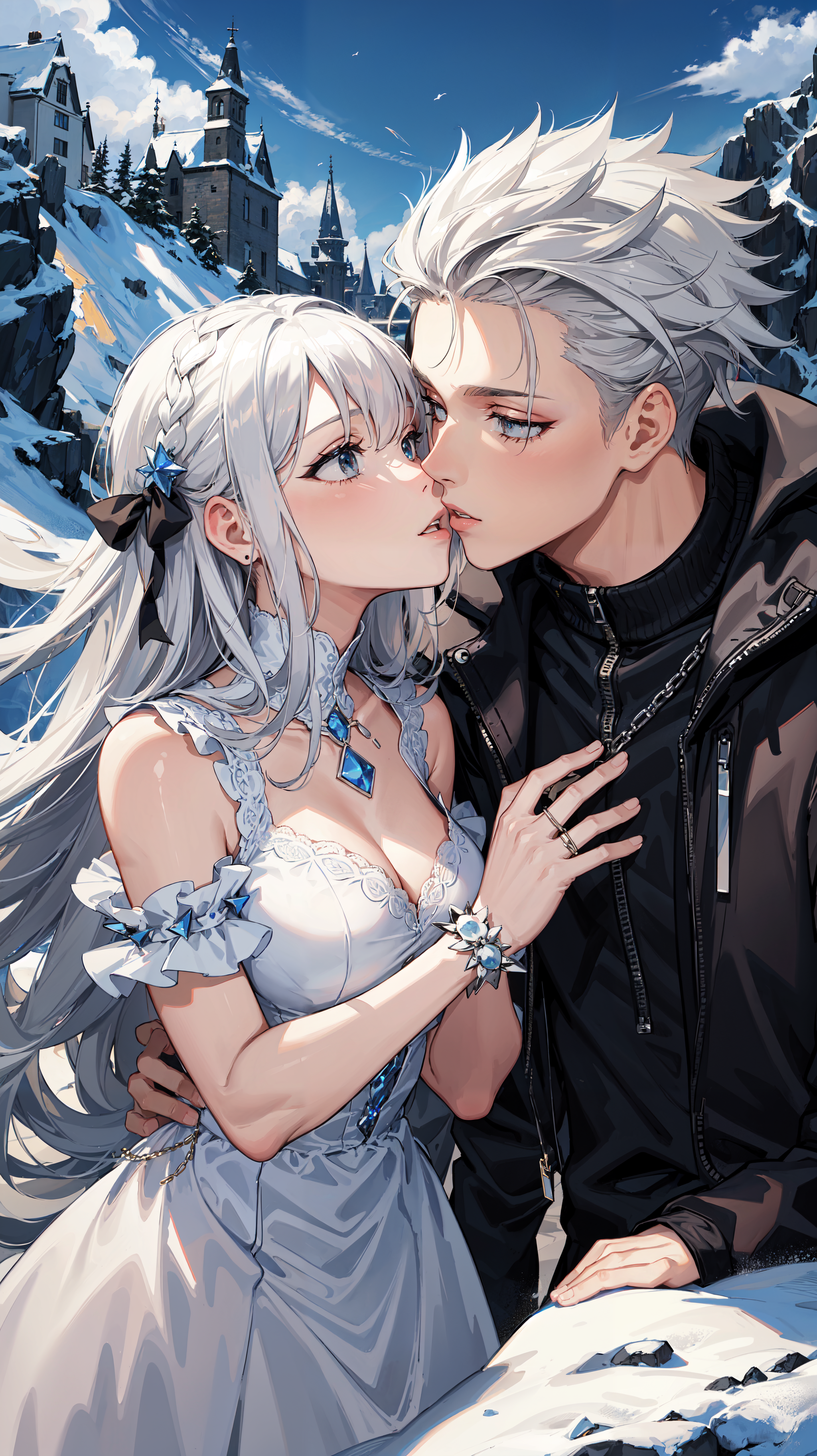 2048x3648  Скачать 4000x6000 силуэты, пара, поцелуй, любовь, романтика обои, картинки