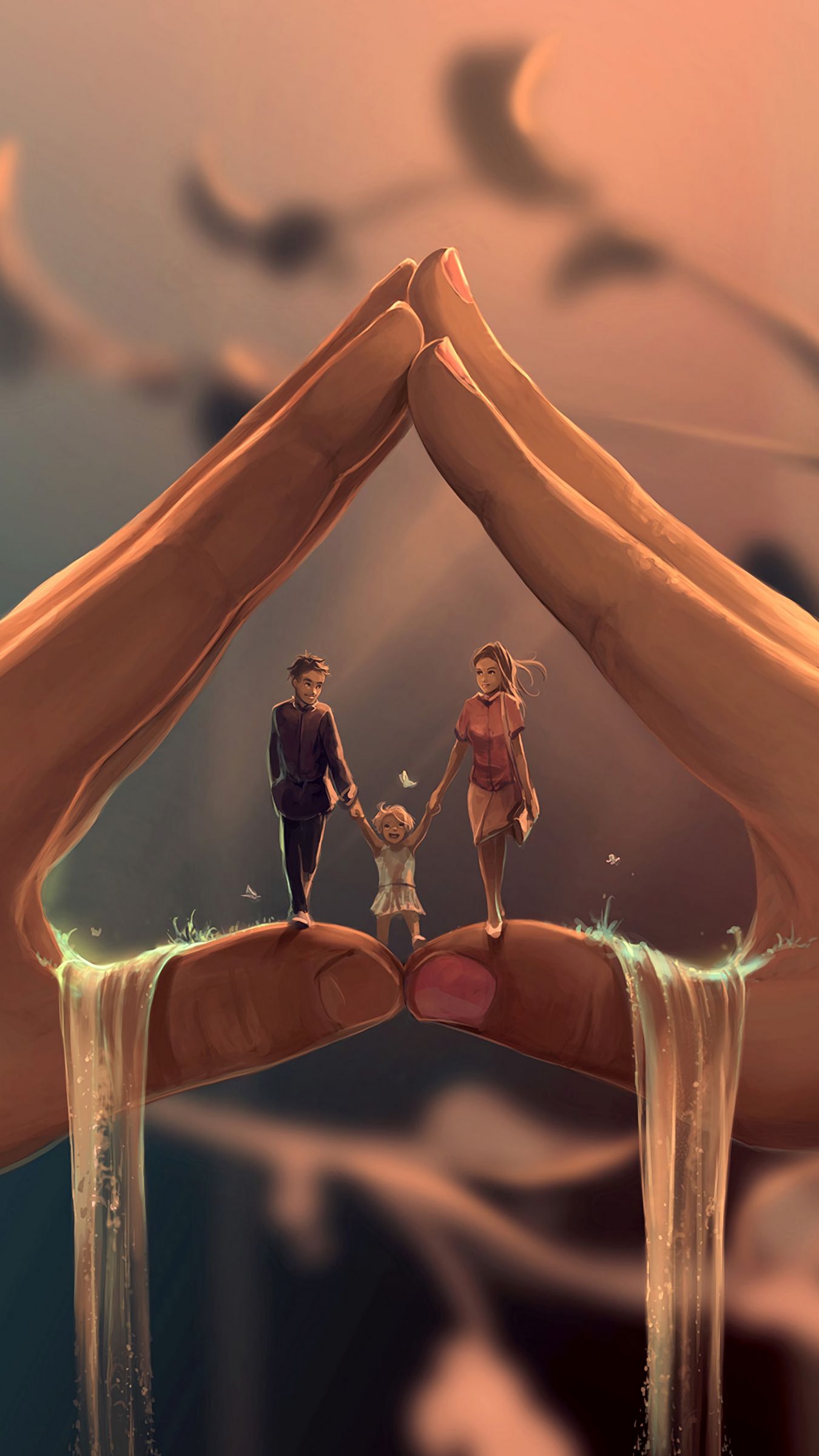 1350x2400  Скачать 1350x2400 семья, родители, ребенок, счастье, любовь, нежность,  романтика, арт обои, картинки iphone 8+/7+/6s+/6+ for parallax