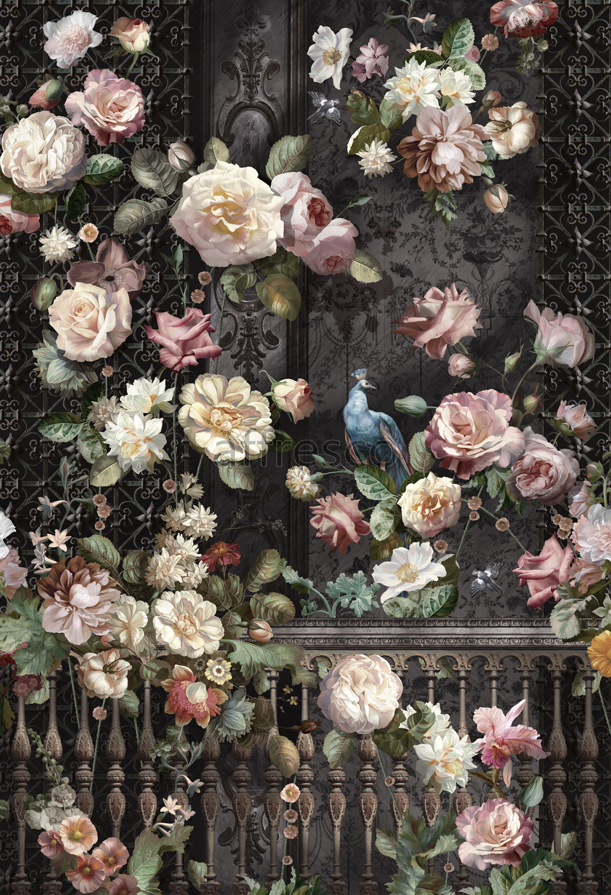 1210x1772  Цветы на темном фоне | Цветы | Каталог Affresco