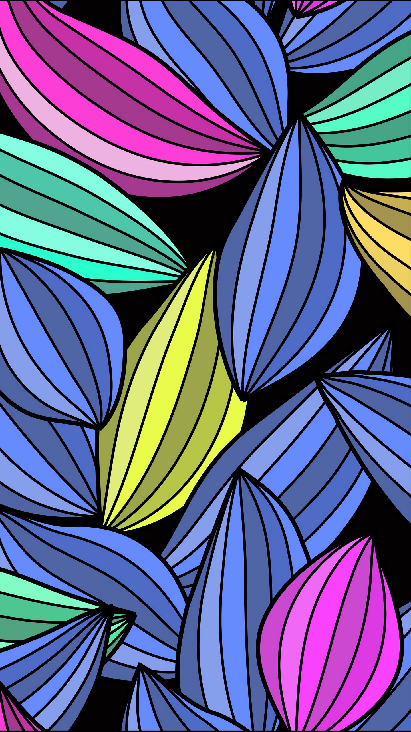 1440x2560  Обои на телефон листья, арт, текстура, полосатый, линии - скачать бесплатно  в высоком качестве из категории \"Разное\"