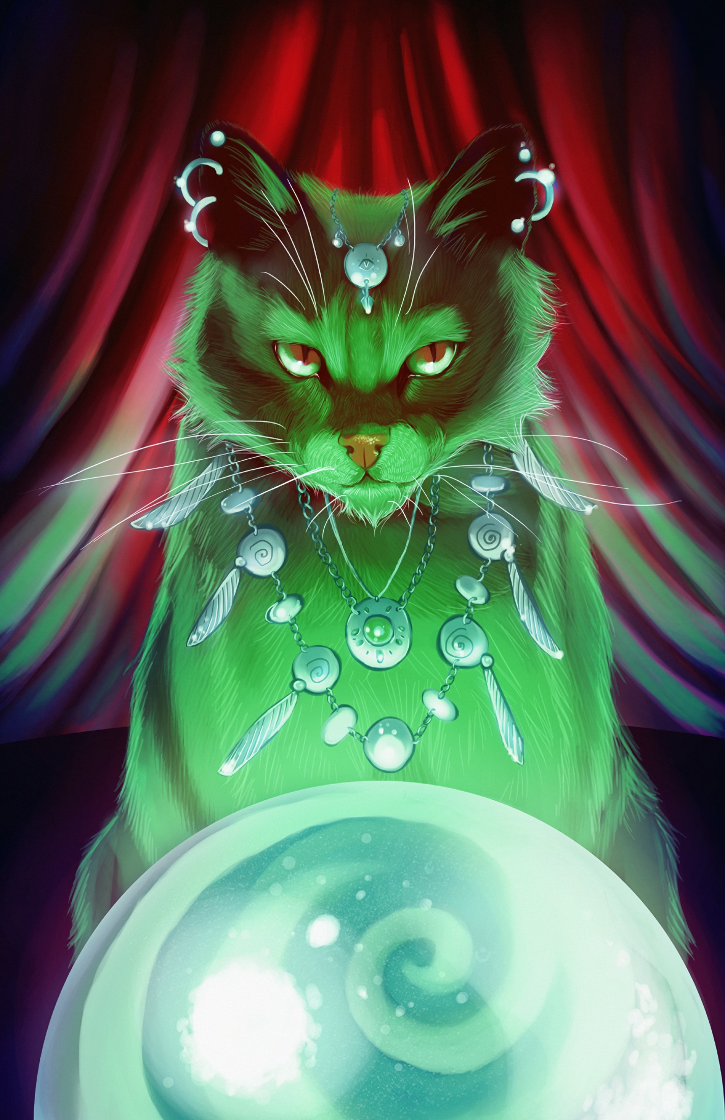 1424x2200  Download wallpaper 1424x2200 cat, magic, art, shaman hd background