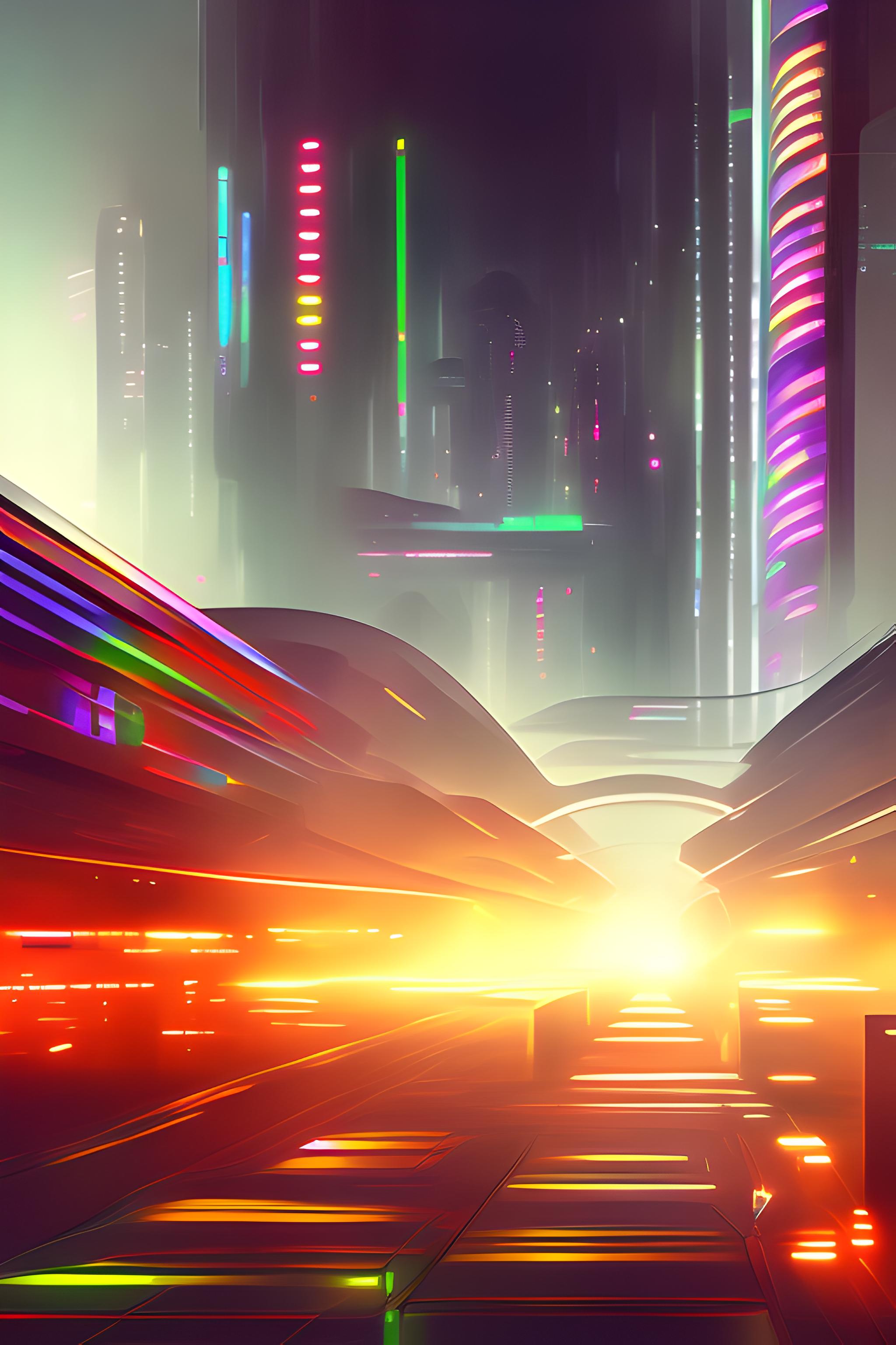 2048x3072  Абстрактные обои с городом киберпанк и эффектом Google | Обои.ай