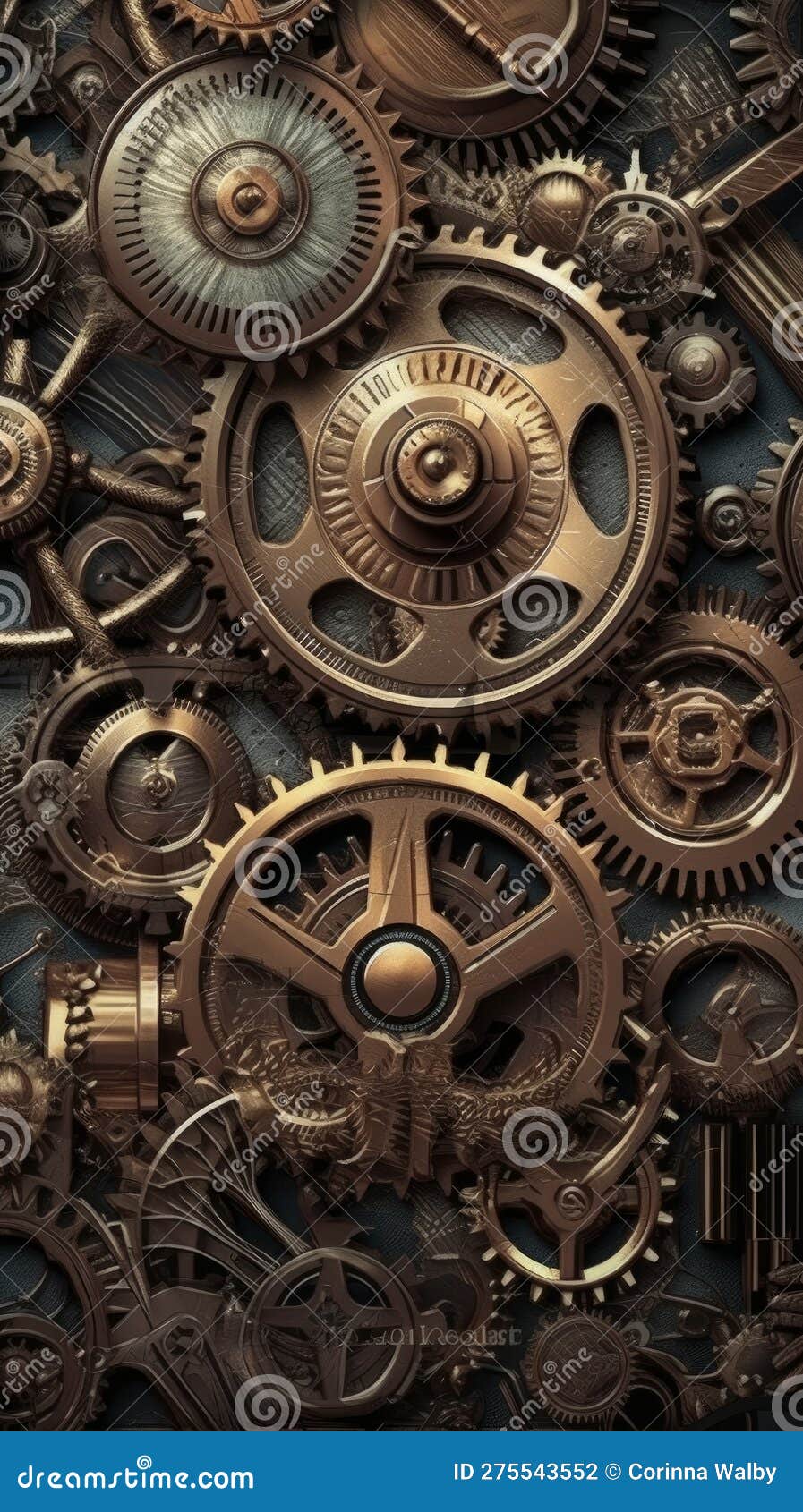 897x1690  Стимпанк-фон с шестернями и шестернями. Stock Illustration — Иллюстрация латуни, панк: 275543552