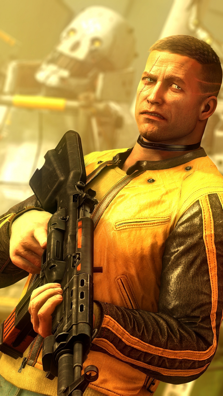 720x1280  Скачать 720x1280 видеоигра, человек с пистолетом, wolfenstein ii: the new colossus, samsung galaxy mini s3, s5, нео, альфа, sony xperia Compact z1, z2, z3, asus zenfone, 720x1280 обои, картинки 720x1280