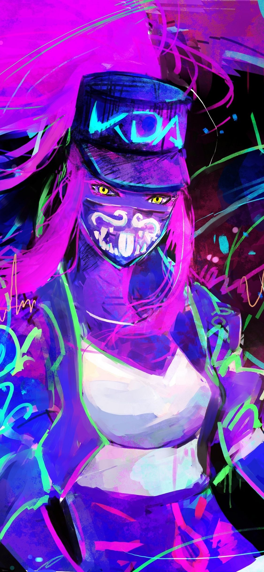 Akali, League of Legends, neon, art, 1125x2436 wallpaper | Art, Wallpaper  iphone neon, League of legends