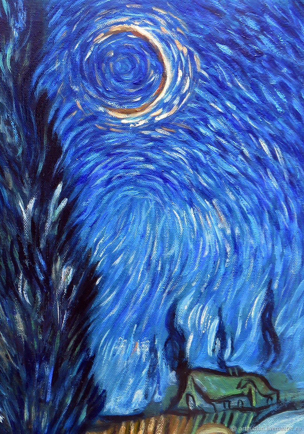 1051x1500  Картина маслом с белым Тигром, Звездная ночь Ван Гога в интернет-магазине  Ярмарка Мастеров по цене 2125 ₽ – PNUAWRU | Картины, Нижний Новгород -  доставка по России
