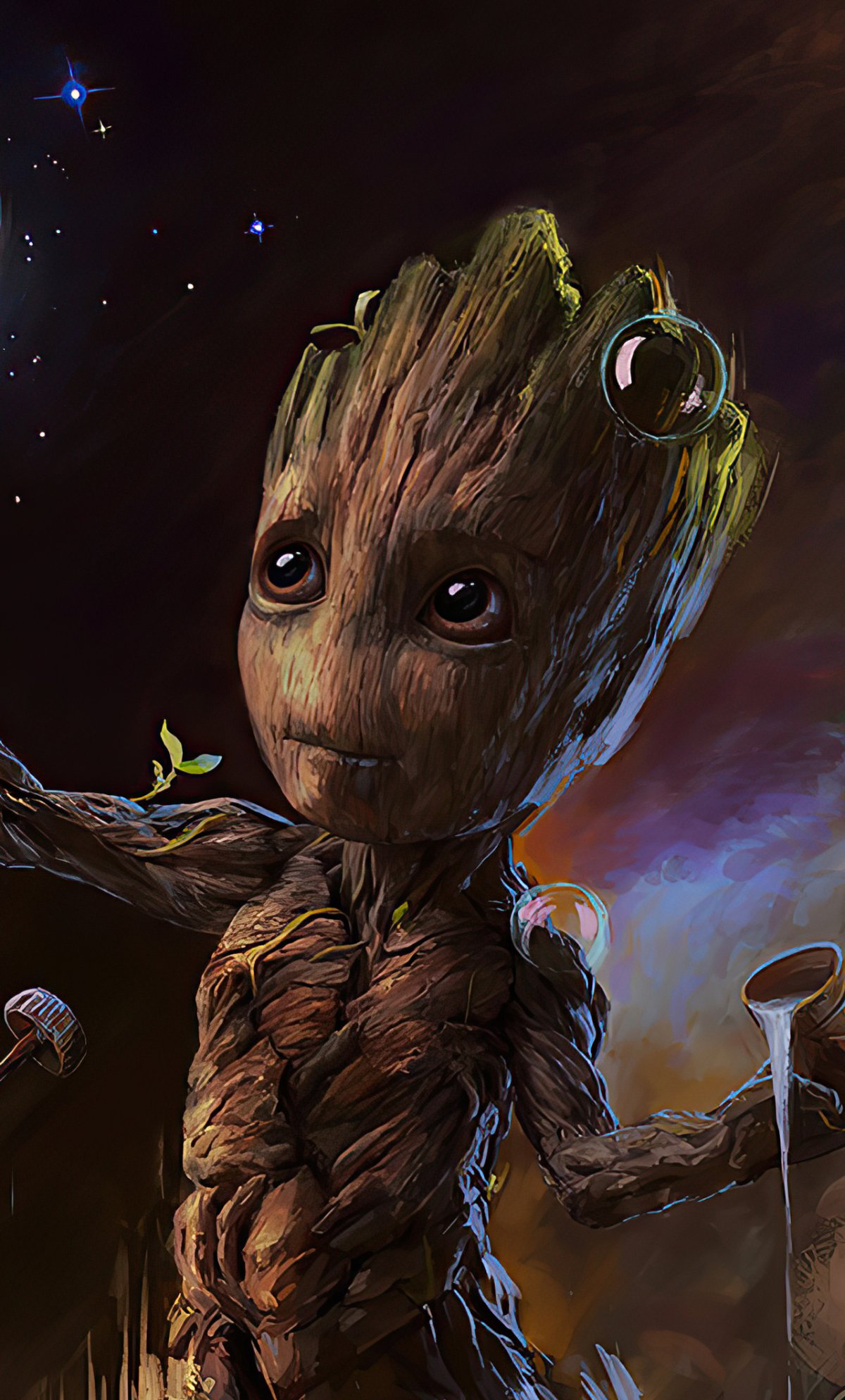 1200x1988  Картинка Стражи Галактики. Часть 2 Инопланетяне Baby Groot 1377x1920