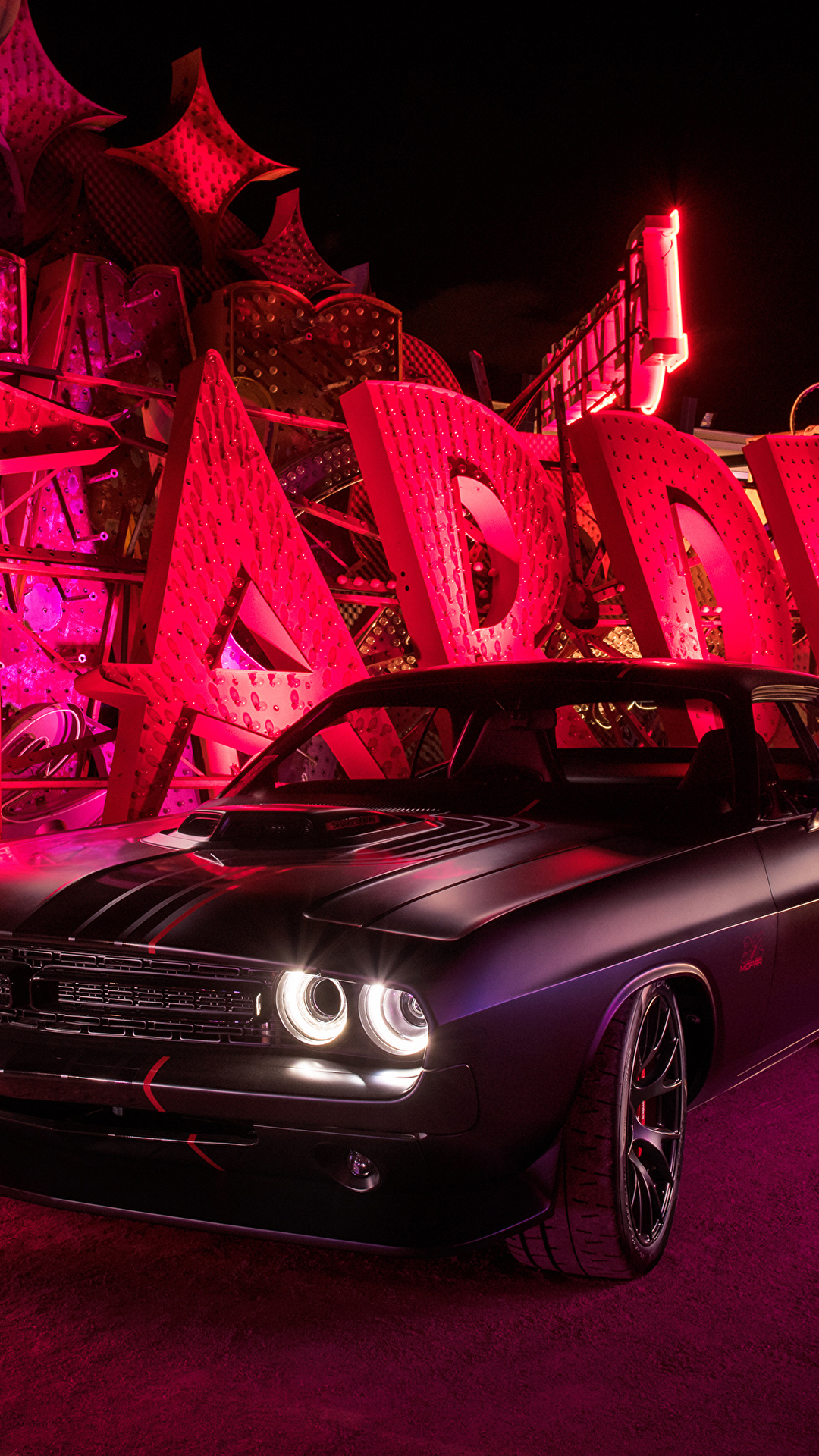 1080x1920  Картинки Додж 2016 Shakedown Challenger Ночь машина 1080x1920