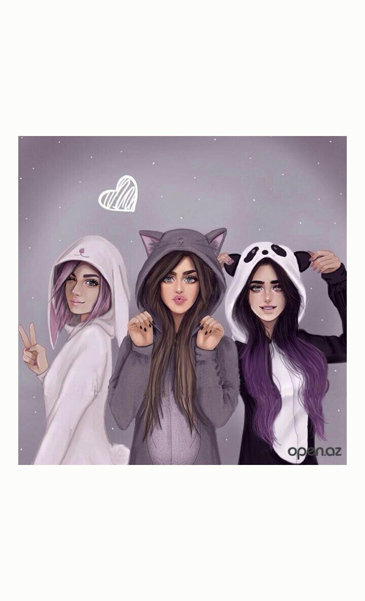 720x1184  Парные картинки на троих - 68 фото