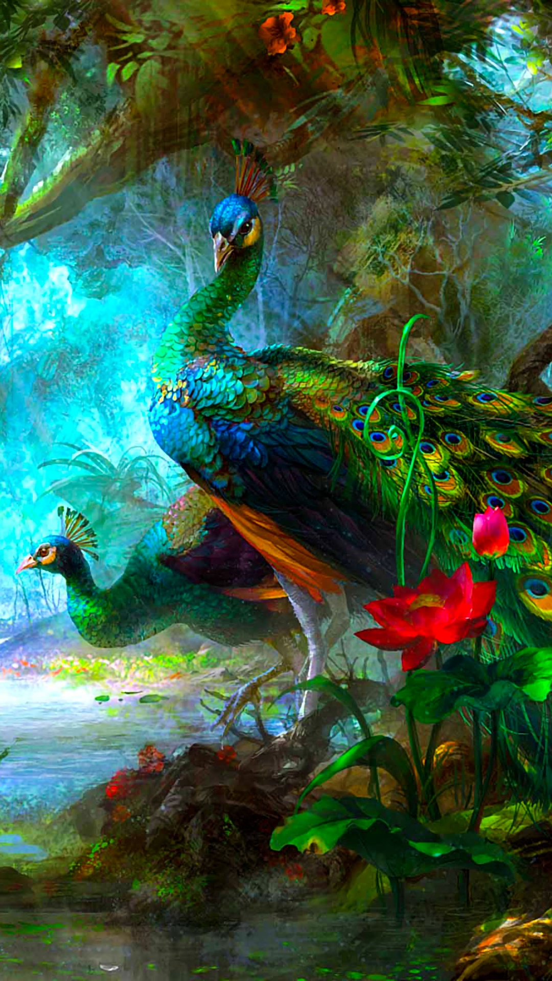 1080x1920  Обои живопись, павлин, арт, природа, растительность на телефон Android,  1080x1920 картинки и фото бесплатно