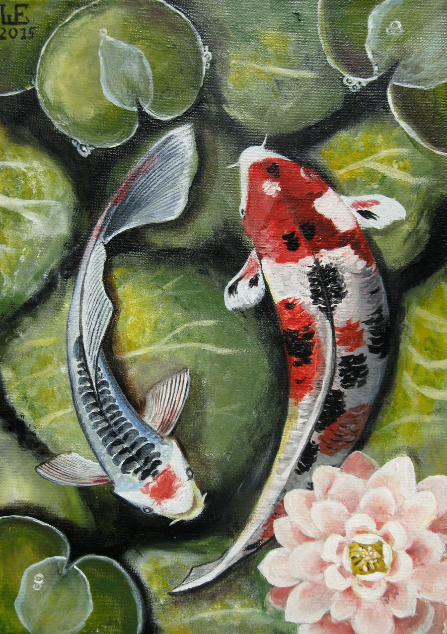 900x1277  Карпы кои арт - 33 фото