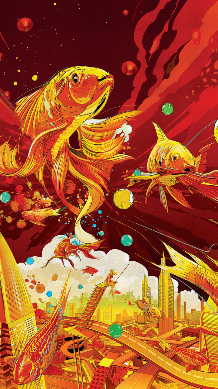 720x1280  Обои на телефон: Животные, Рыбы, Город, Красочный, Художественный, Рыба,  Подводный, Кои Карп, 1266685 скачать картинку бесплатно.