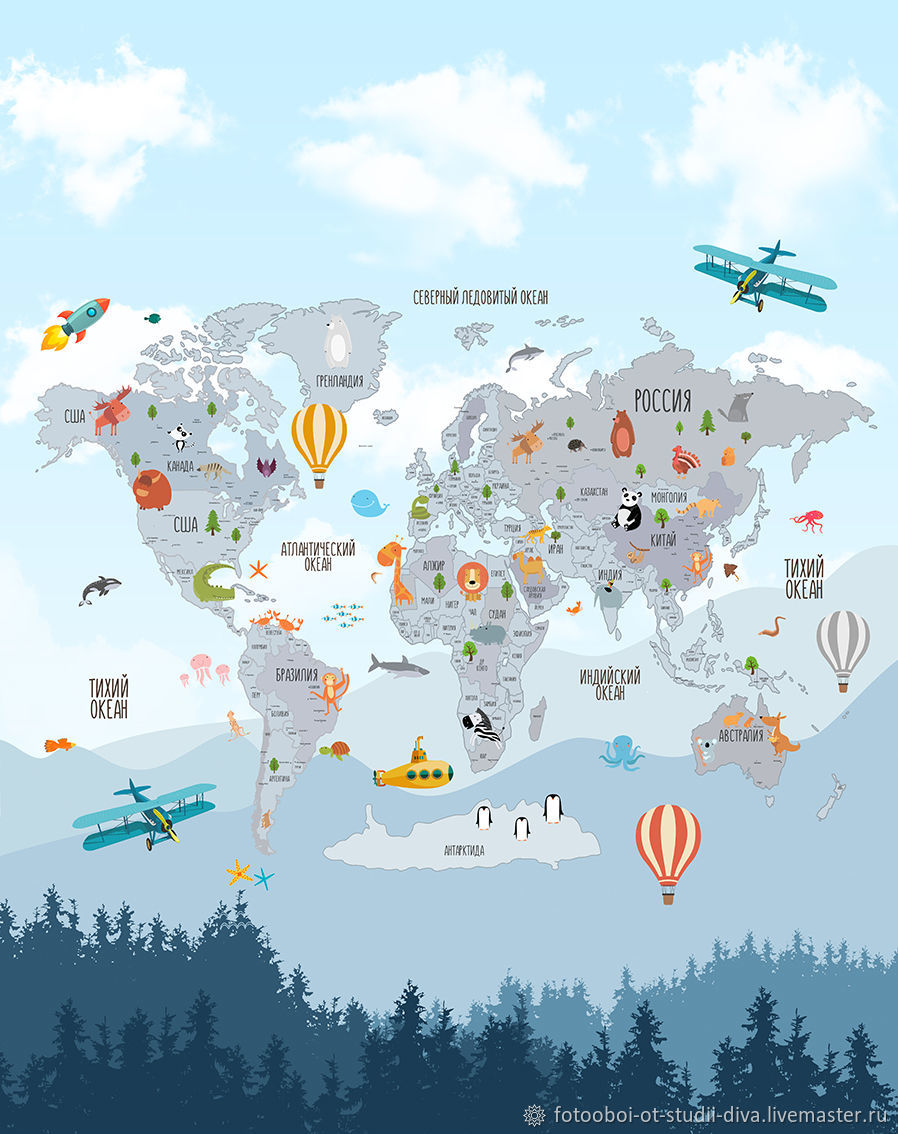 898x1134  Обои: Карта мира детская. 2500 мм х 2000 мм, 2 полосы в интернет-магазине  Ярмарка Мастеров по цене 5500 ₽ – T4U2EBY | Обои, Нижний Новгород -  доставка по России