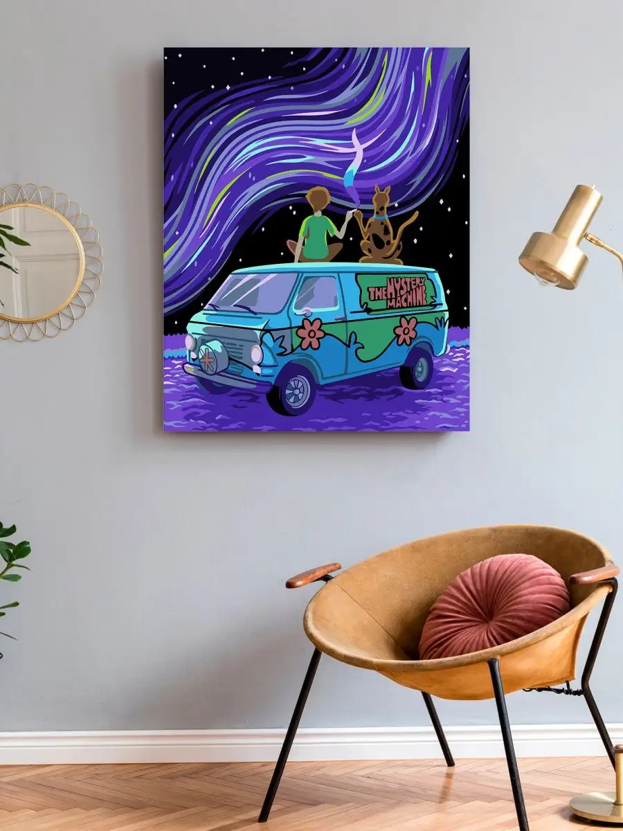 900x1200  Art on Canvas Скуби и Шегги Мультик Картина по номерам на холсте 40х50