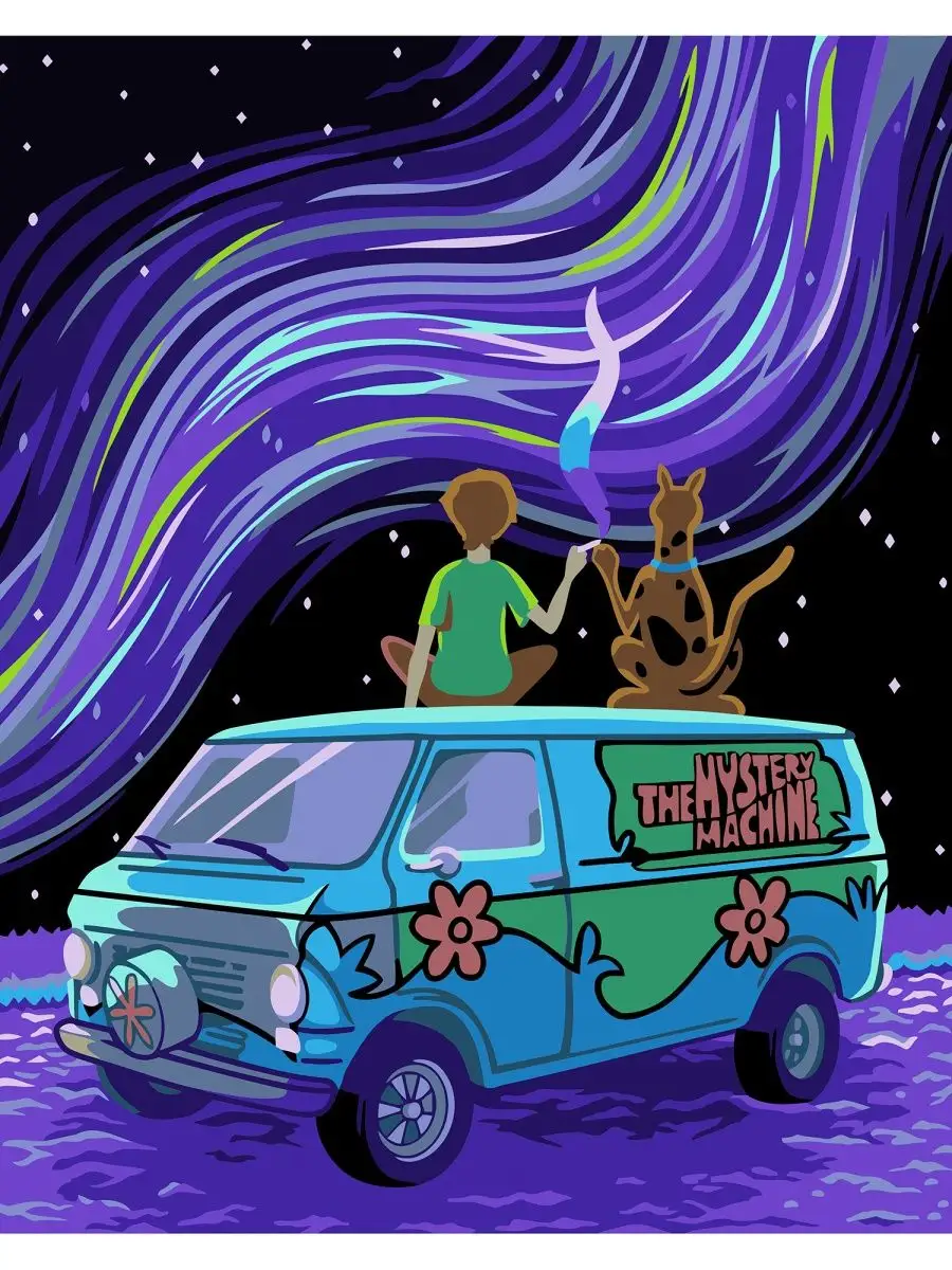 900x1200  Art on Canvas Скуби и Шегги Мультик Картина по номерам на холсте 40х50