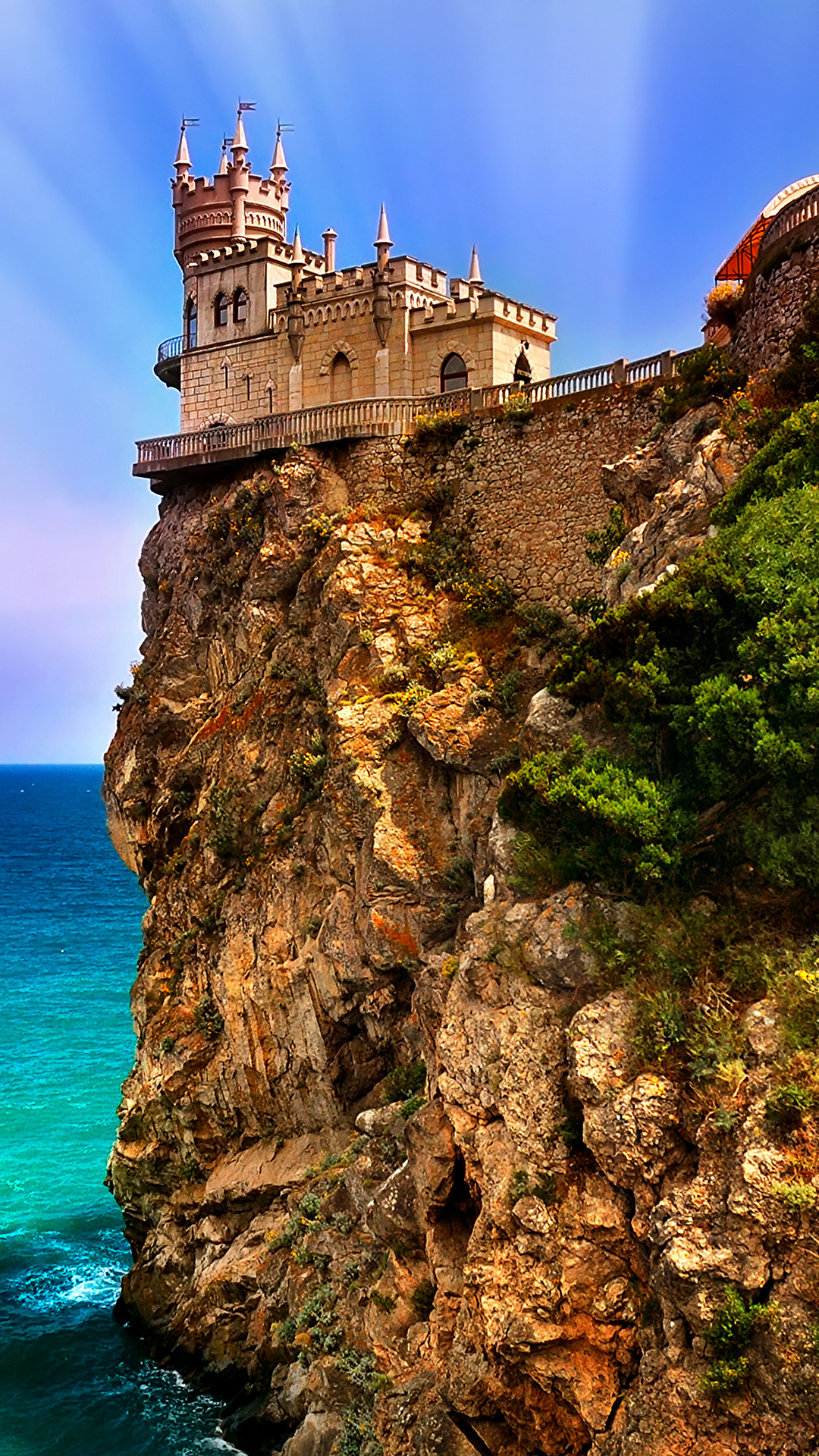 1080x1920  Картинки Крым Россия Castle Swallow Море замок скале 1080x1920