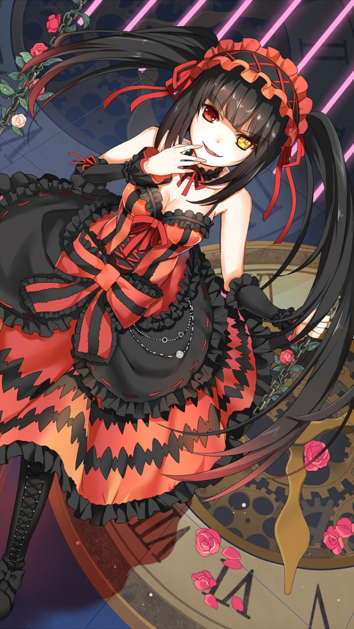 720x1280  Обои на телефон: Аниме, Платье, Гетерохромия, Черные Волосы, Длинные  Волосы, Дата В Прямом Эфире, Куруми Токисаки, 1322060 скачать картинку  бесплатно.