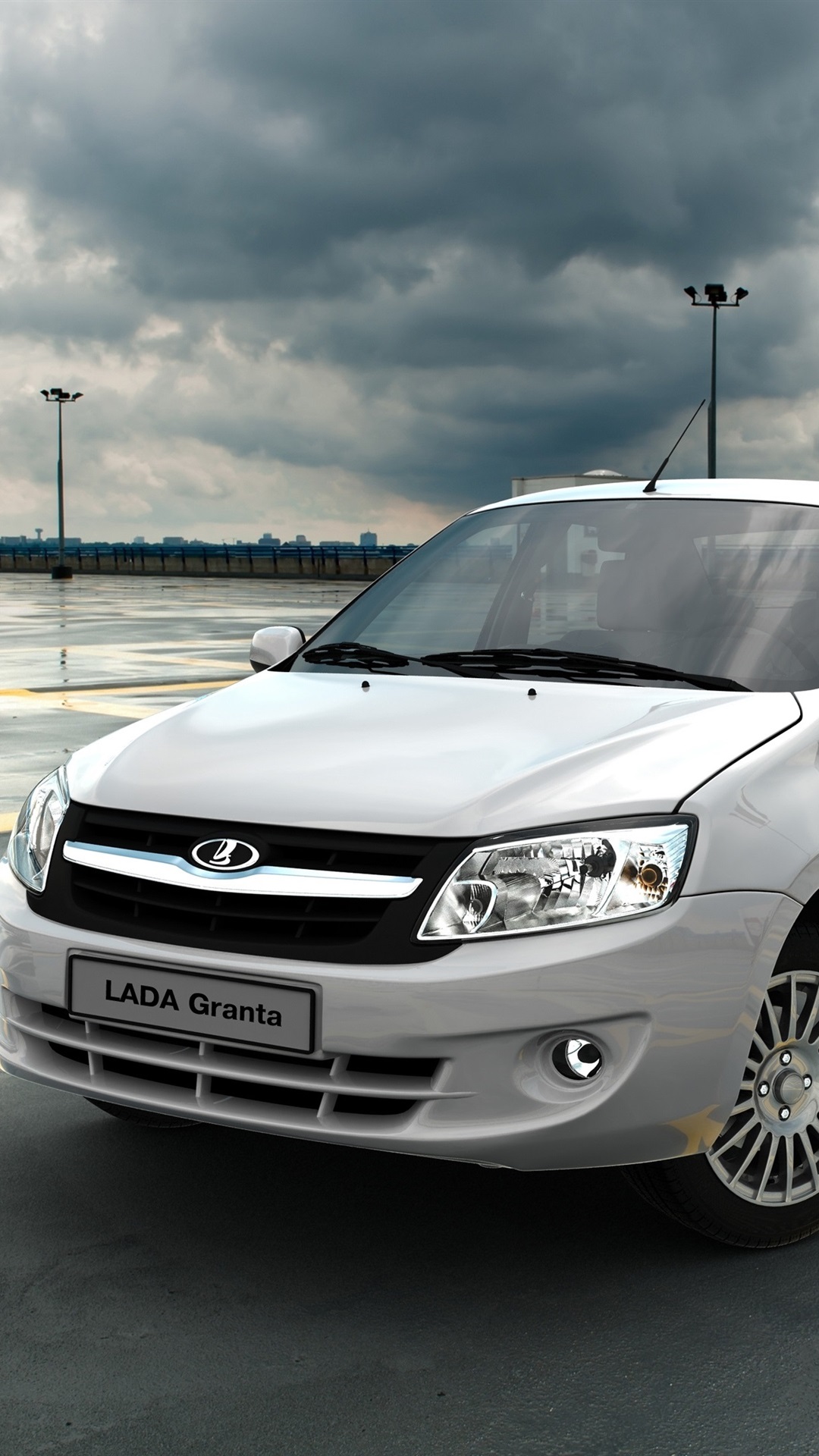 1080x1920  Wallpaper Lada Granta white car, clouds 3840x2160 UHD 4K Picture, Image