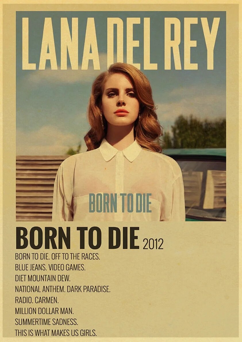 842x1191  Винтажный постер певицы Лана Дель Рей, домашняя наклейка из крафт-бумаги,  искусство, картина для кофейни, бара | AliExpress