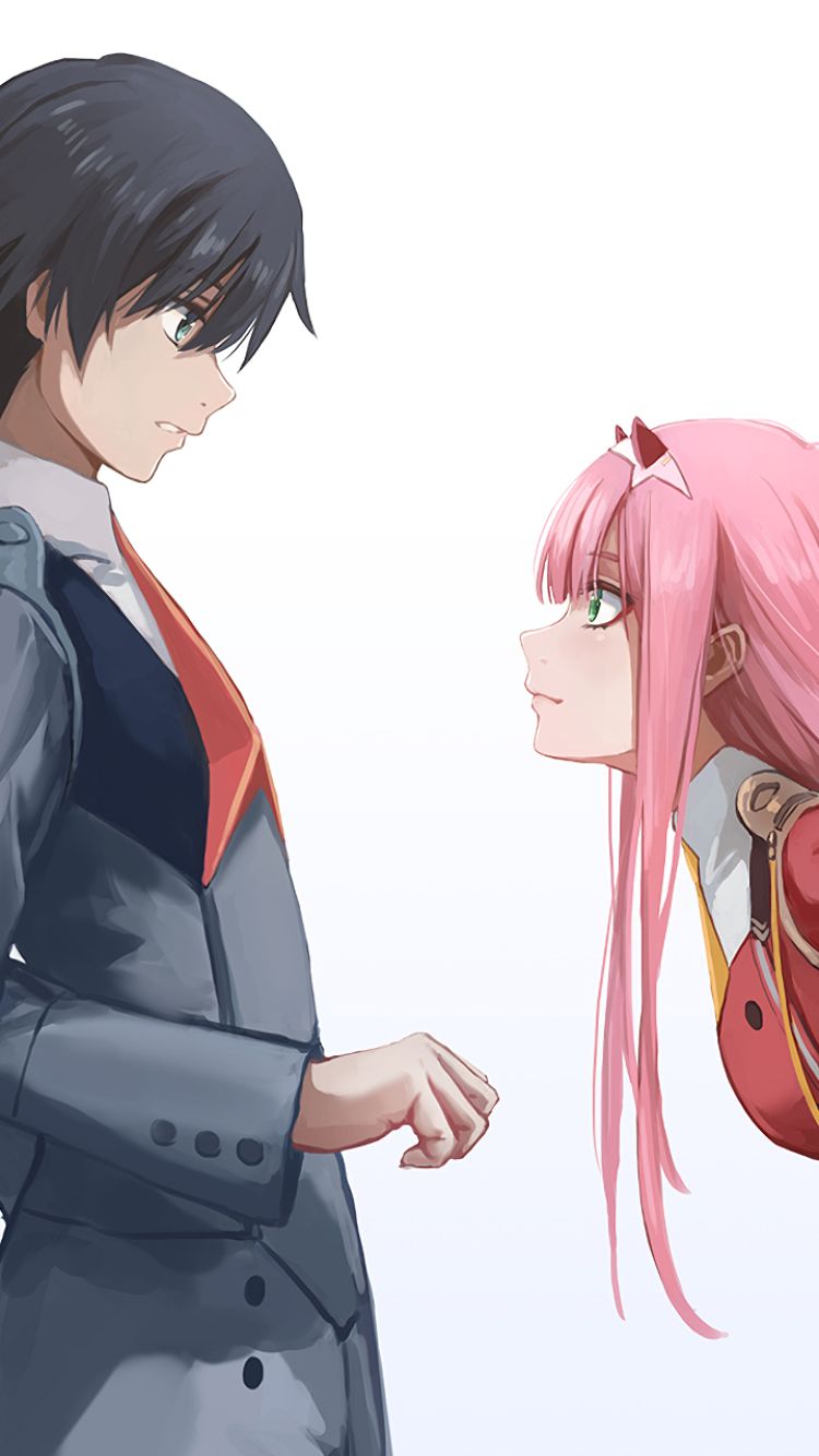 750x1334  Обои на телефон: Аниме, Милый Во Франксе, Zero Two (Дорогая В Franxx), Хиро  (Дорогой Во Franxx), 1298057 скачать картинку бесплатно.