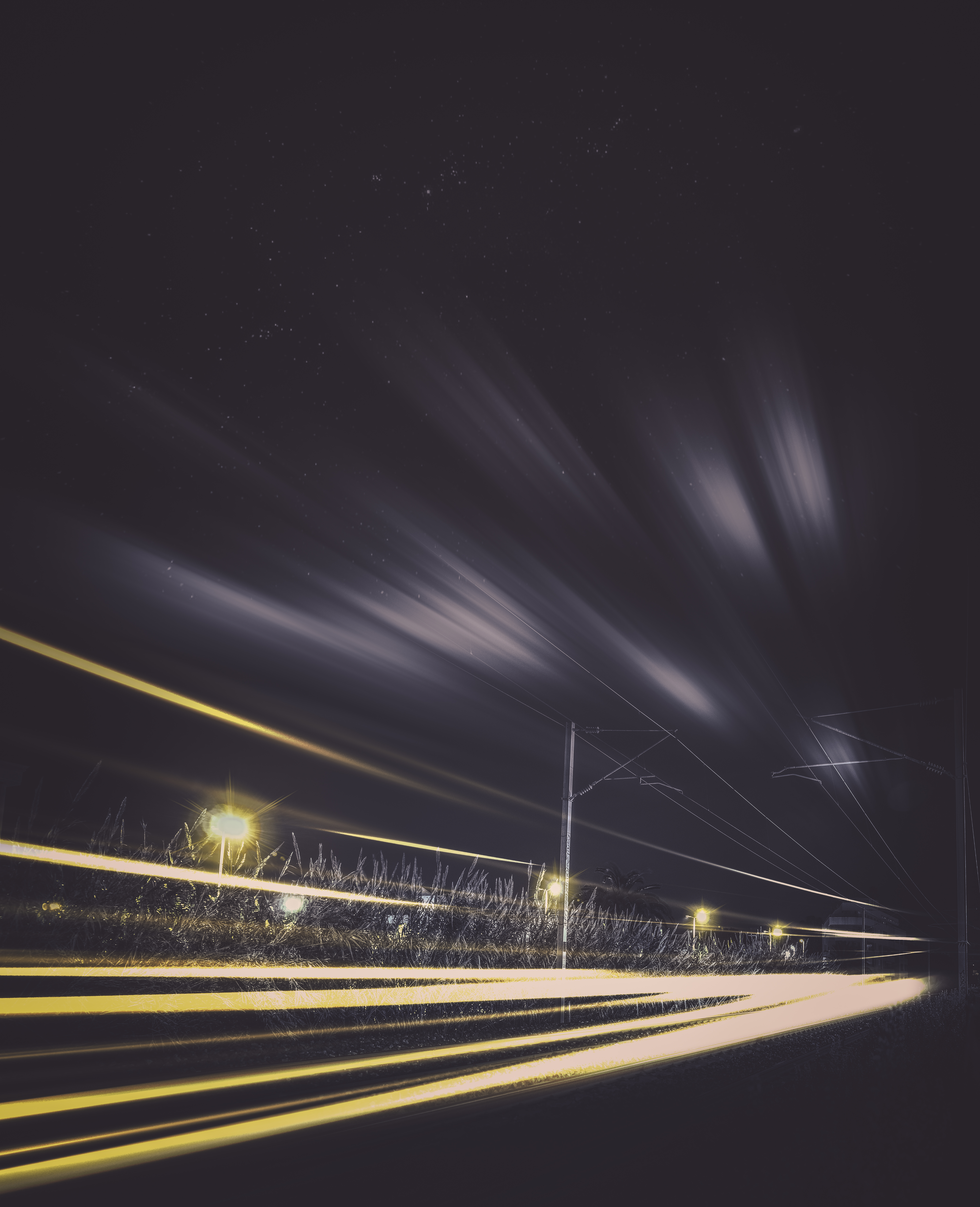 5763x7099  Обои на телефон: Движение, Ночь, Города, Свет, Железная Дорога, Поезд,  102721 скачать картинку бесплатно.