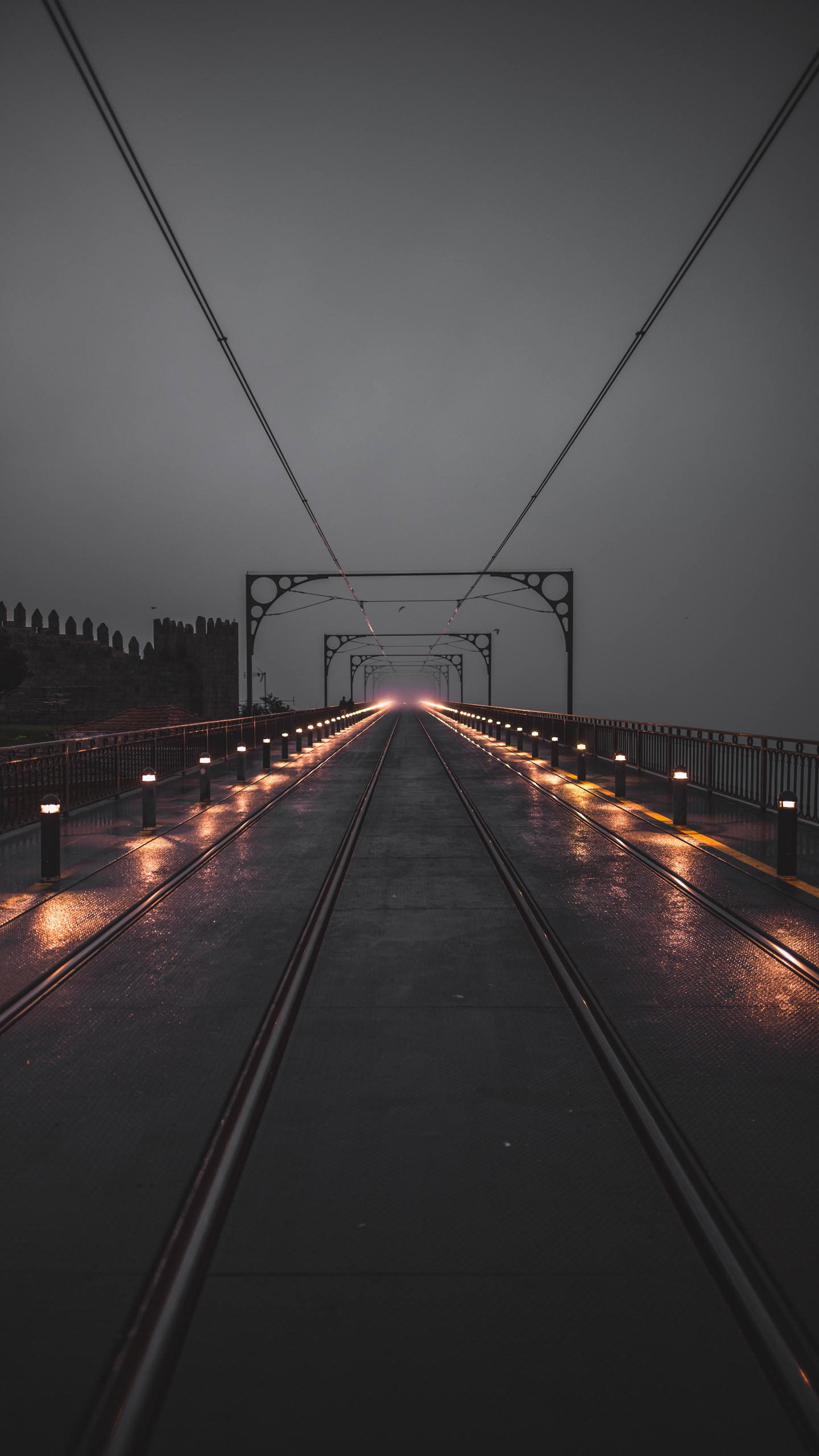 1440x2560  Обои на телефон рельсы, железная дорога, огни, мокрый, подсветка - скачать  бесплатно в высоком качестве из категории \"Города\"