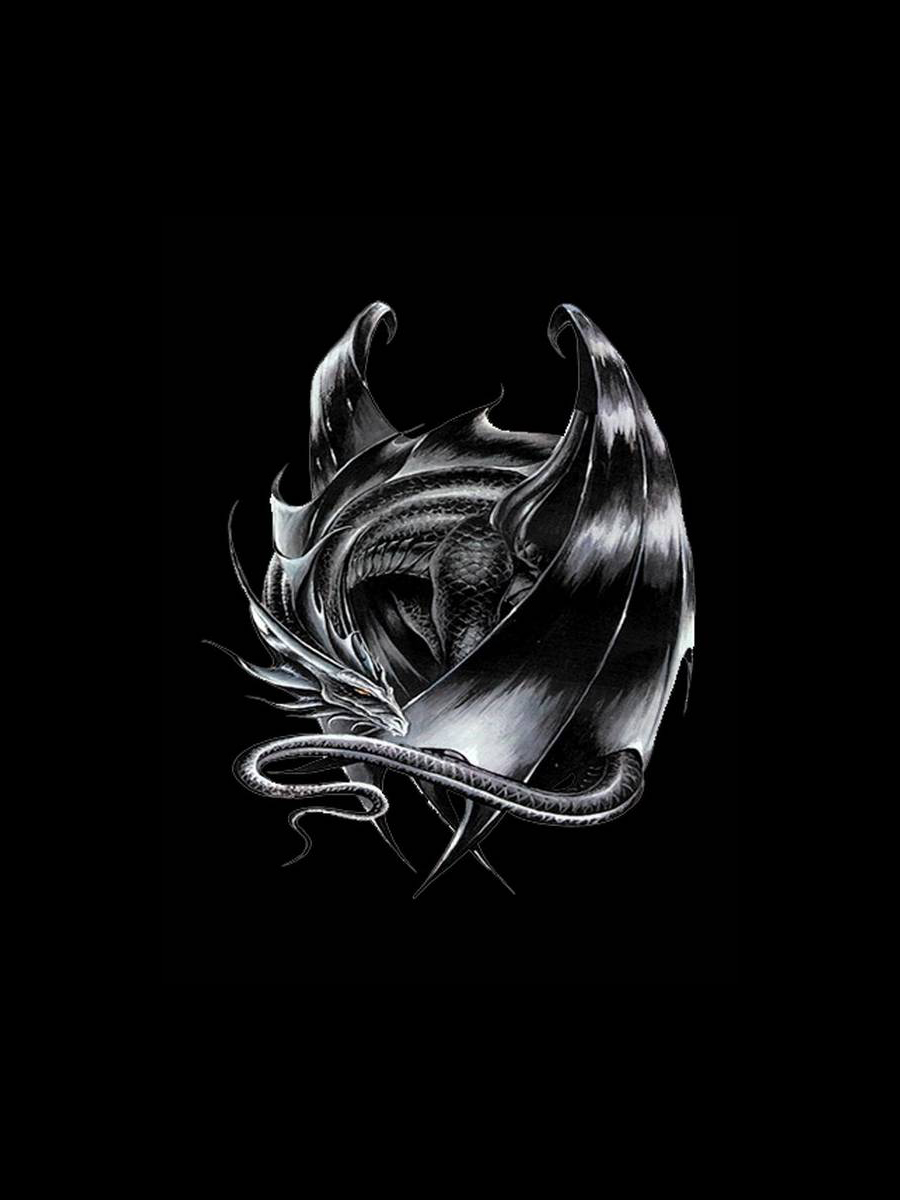 900x1200  Скачать картинку Дракон на черном фоне бесплатно