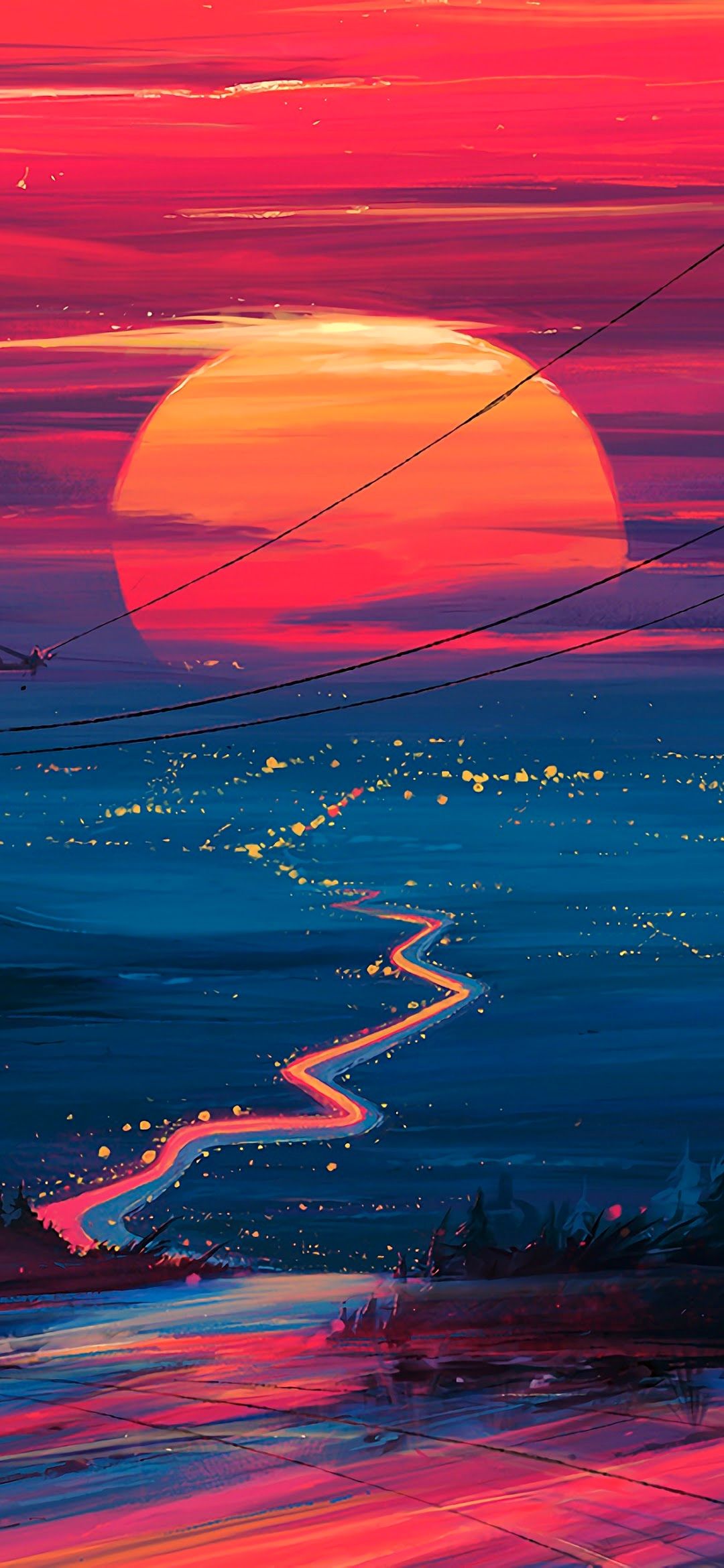 1080x2340  Закат Горизонт Пейзаж Пейзаж Арт Обои 4K 178 Обои 4K Samsung A50 | Обои Samsung, Обои для Iphone, Uhd обои