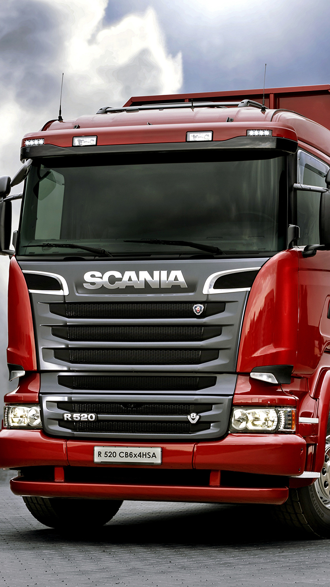 1080x1920  Обои для рабочего стола Scania R520 Грузовики, 2013, 6x4 Красные 1080x1920
