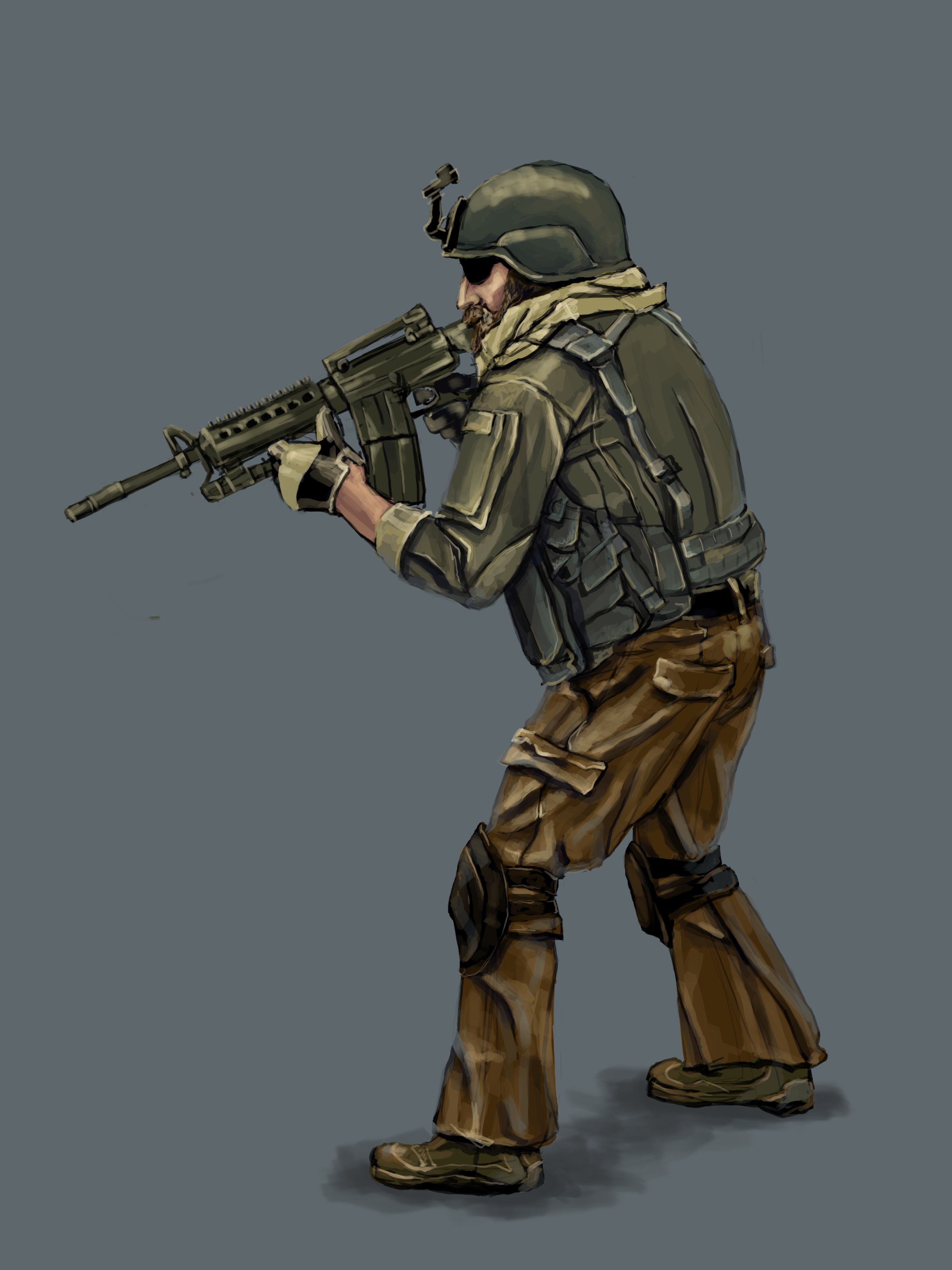 3000x4000  Фотографии Солдаты автомат американский Серый фон военные 3000x4000